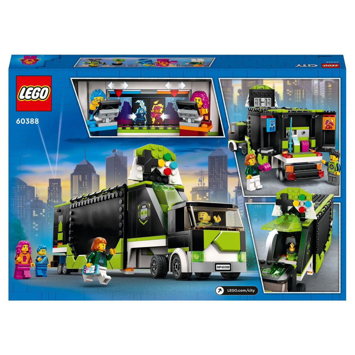 LEGO City 60388 Camion des tournois de jeux vidéos, Jouet de Véhicules eSports, avec Minifigurines pour Gameur