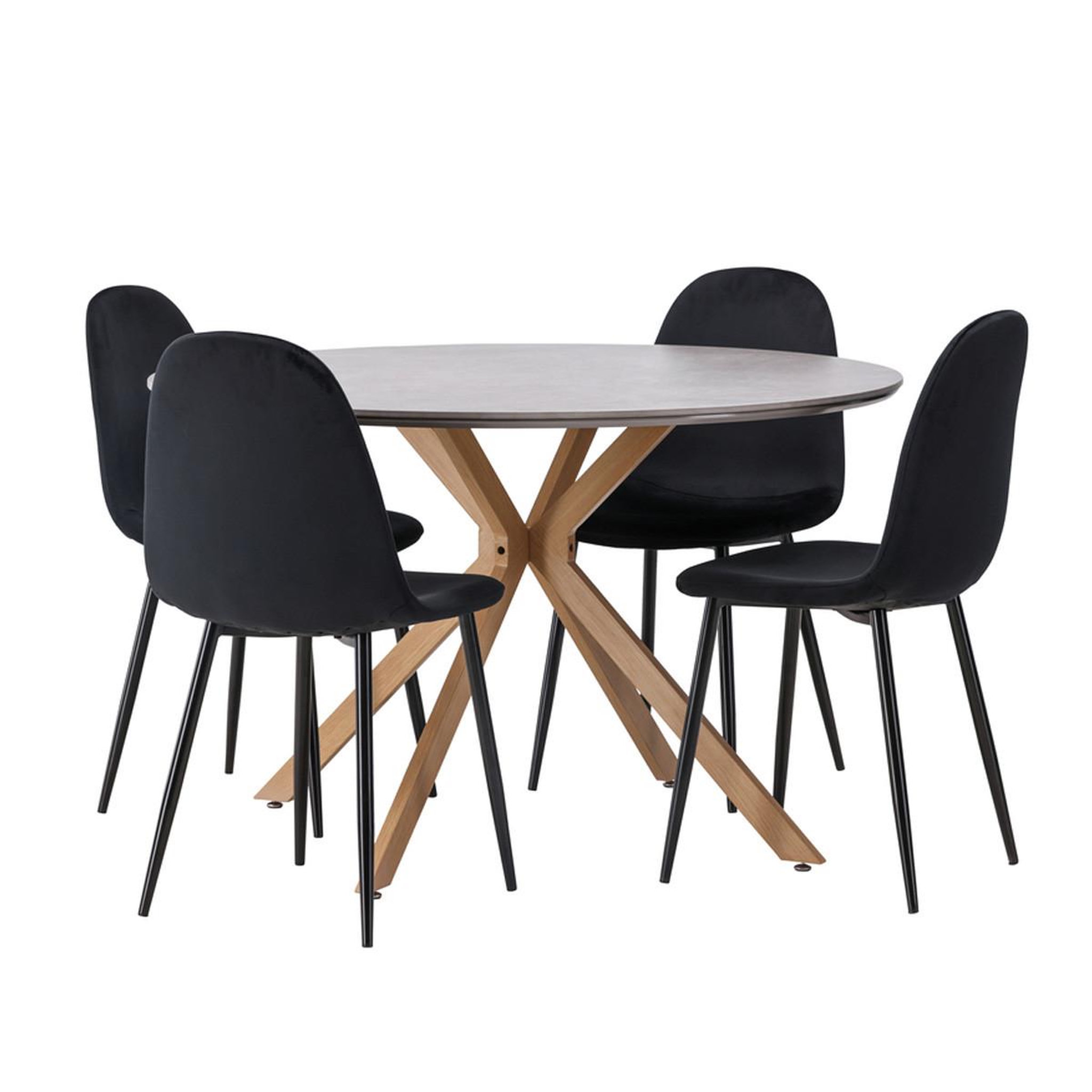 Paris Prix Ensemble table à manger & 4 chaises  piazza & polar  120cm gris & noir
