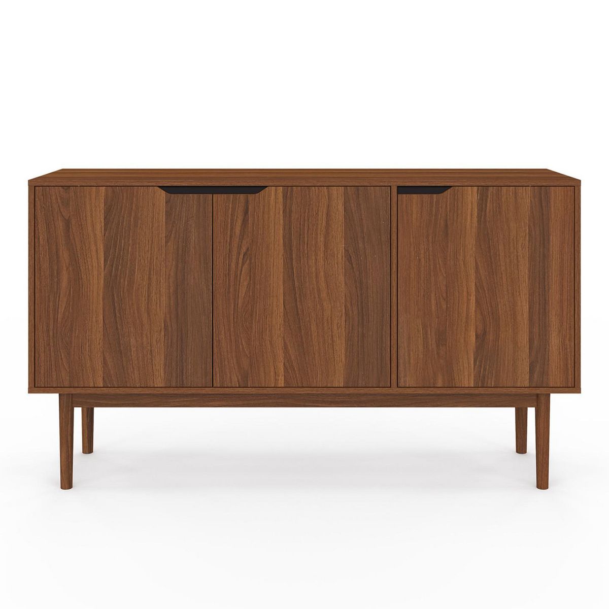 ID MARKET Buffet vintage 140 cm VIGGO 3 portes effet noyer