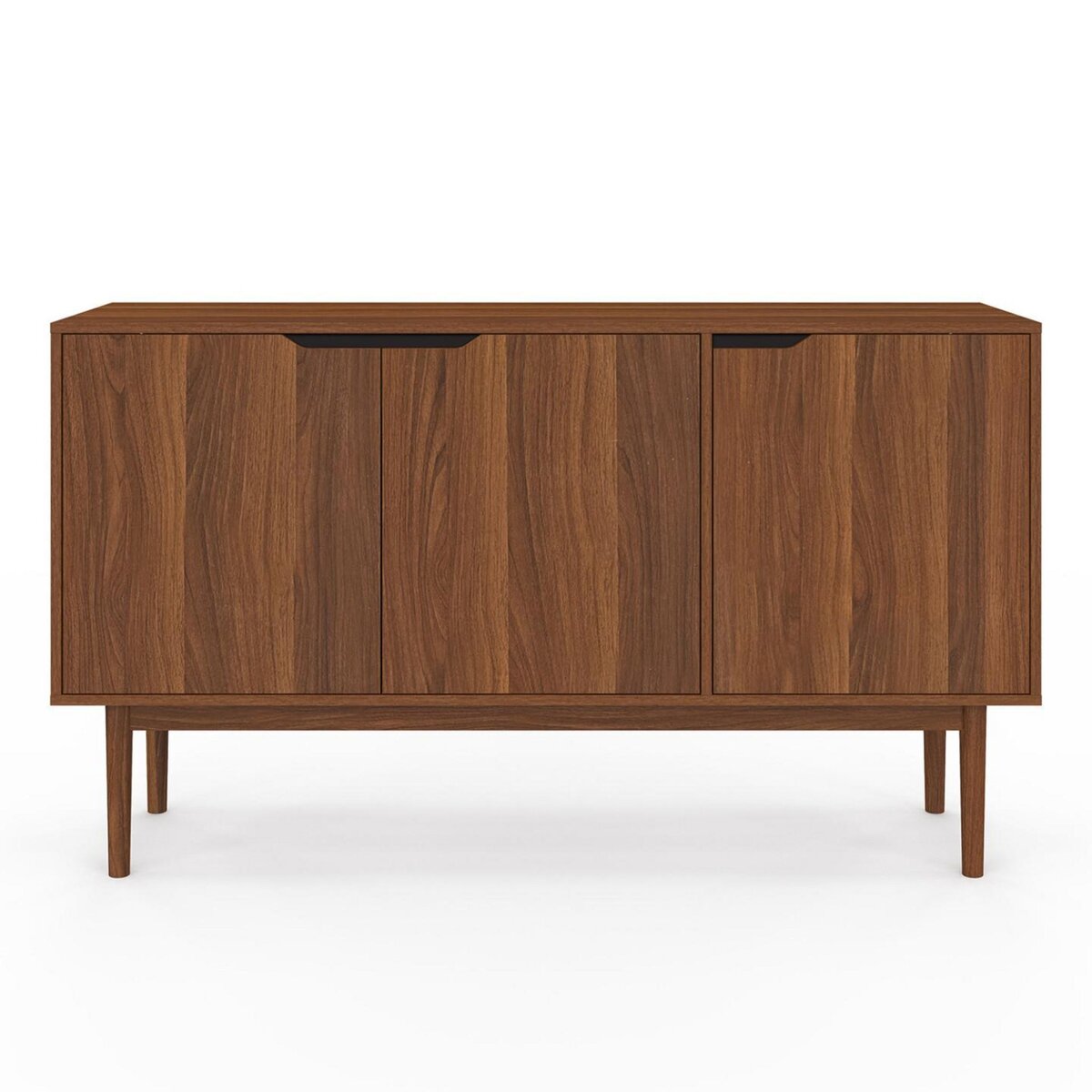 ID MARKET Buffet vintage 140 cm VIGGO 3 portes effet noyer