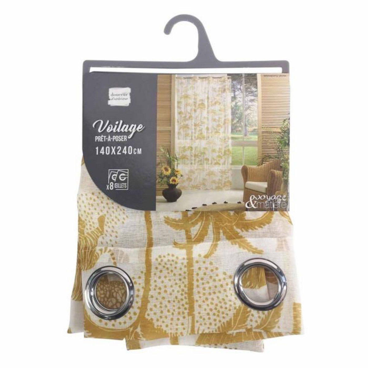 Paris Prix Rideau Voilage à Œillets  Manapany  140x240cm Jaune
