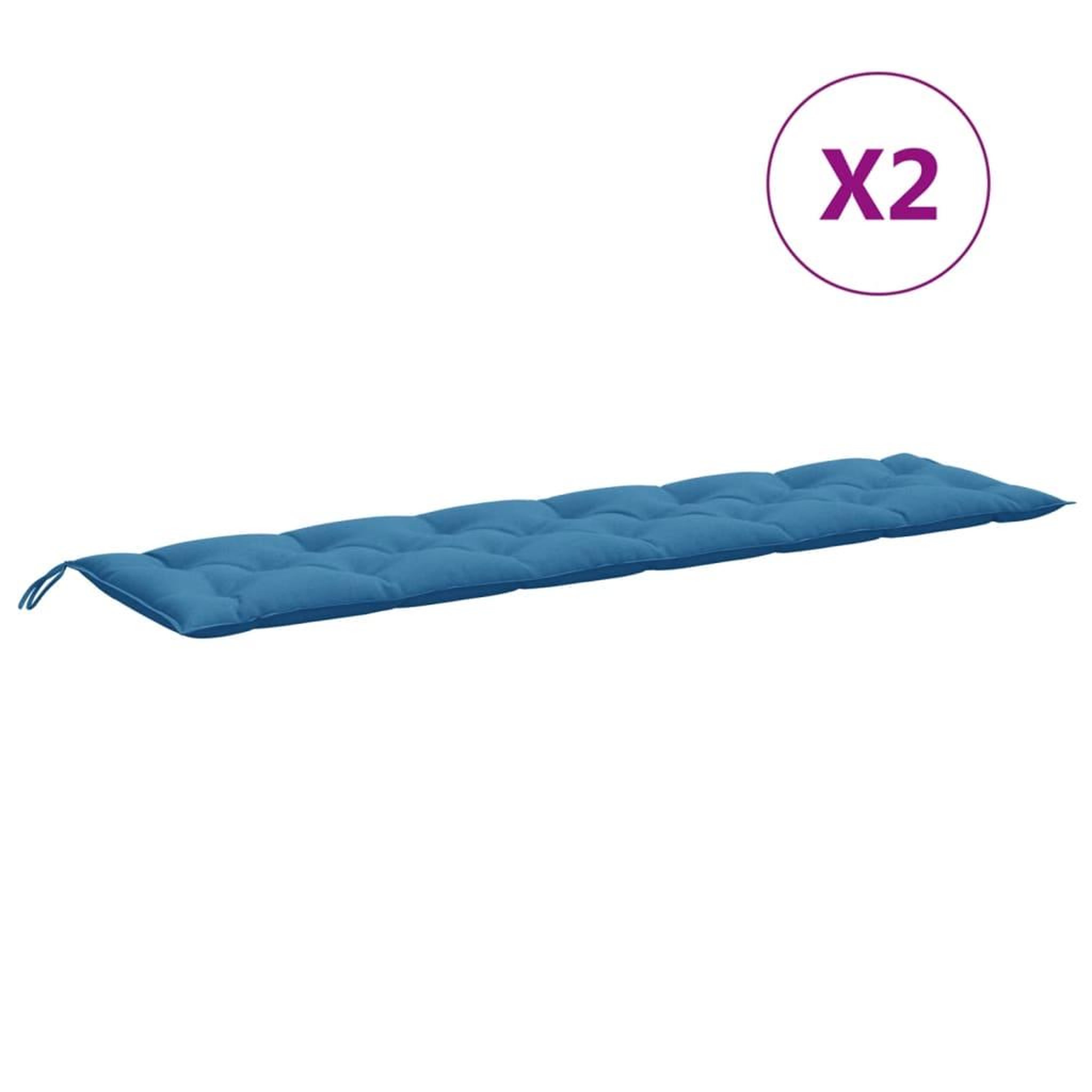 Voir la diapositive 4 : VIDAXL Coussins de banc de jardin lot de 2 bleu melange tissu