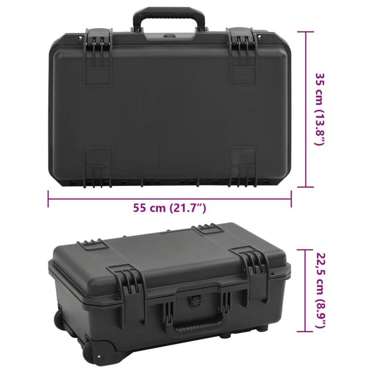VIDAXL Valise de vol portable Noir 55x35x22,5 cm PP