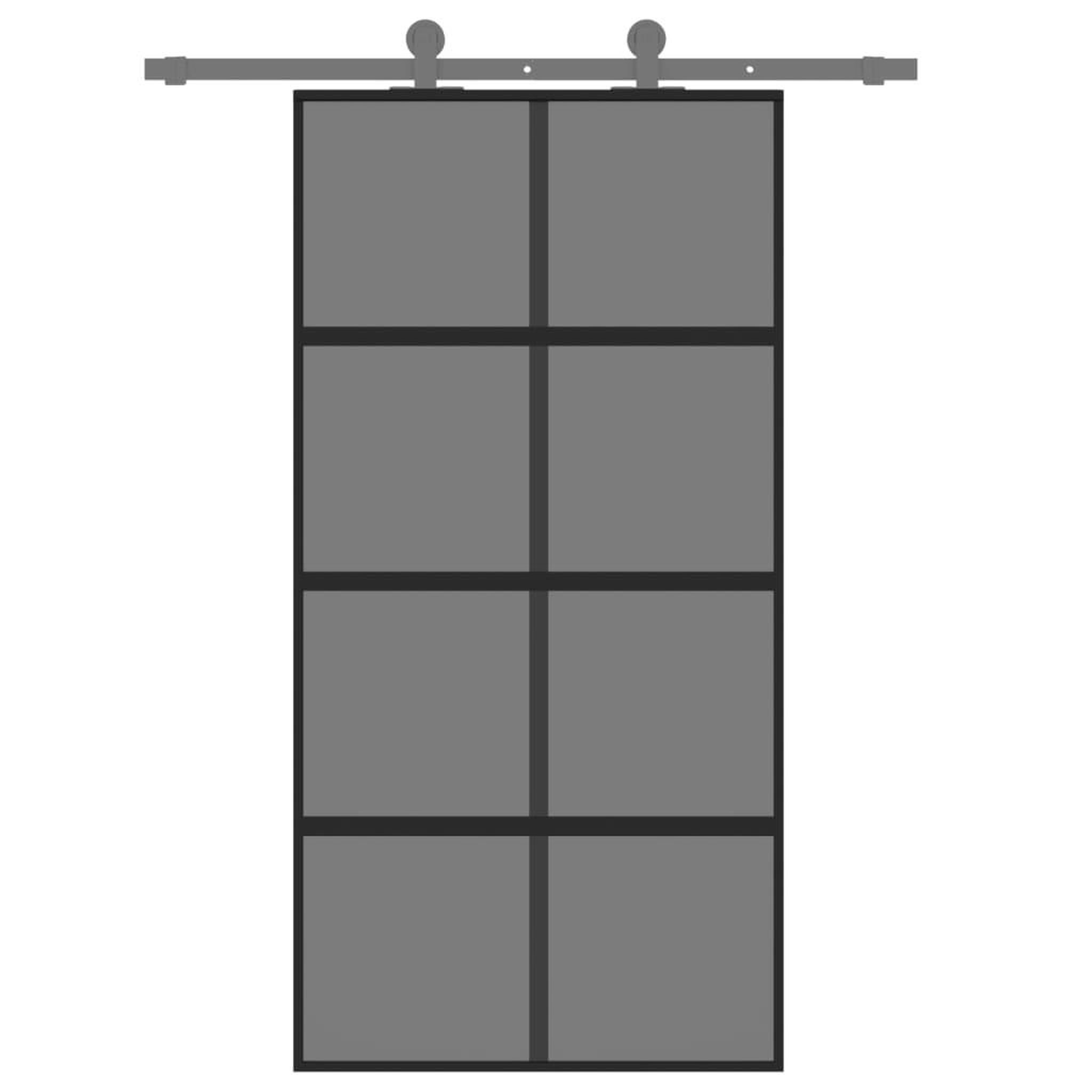 Voir la diapositive 3 : VIDAXL Porte coulissante noir 102,5x205 cm verre trempe aluminium