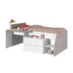 PARISOT KIM Lit combine enfant contemporain decor chene silex et blanc - l 90 x L 190 ou 200 cm