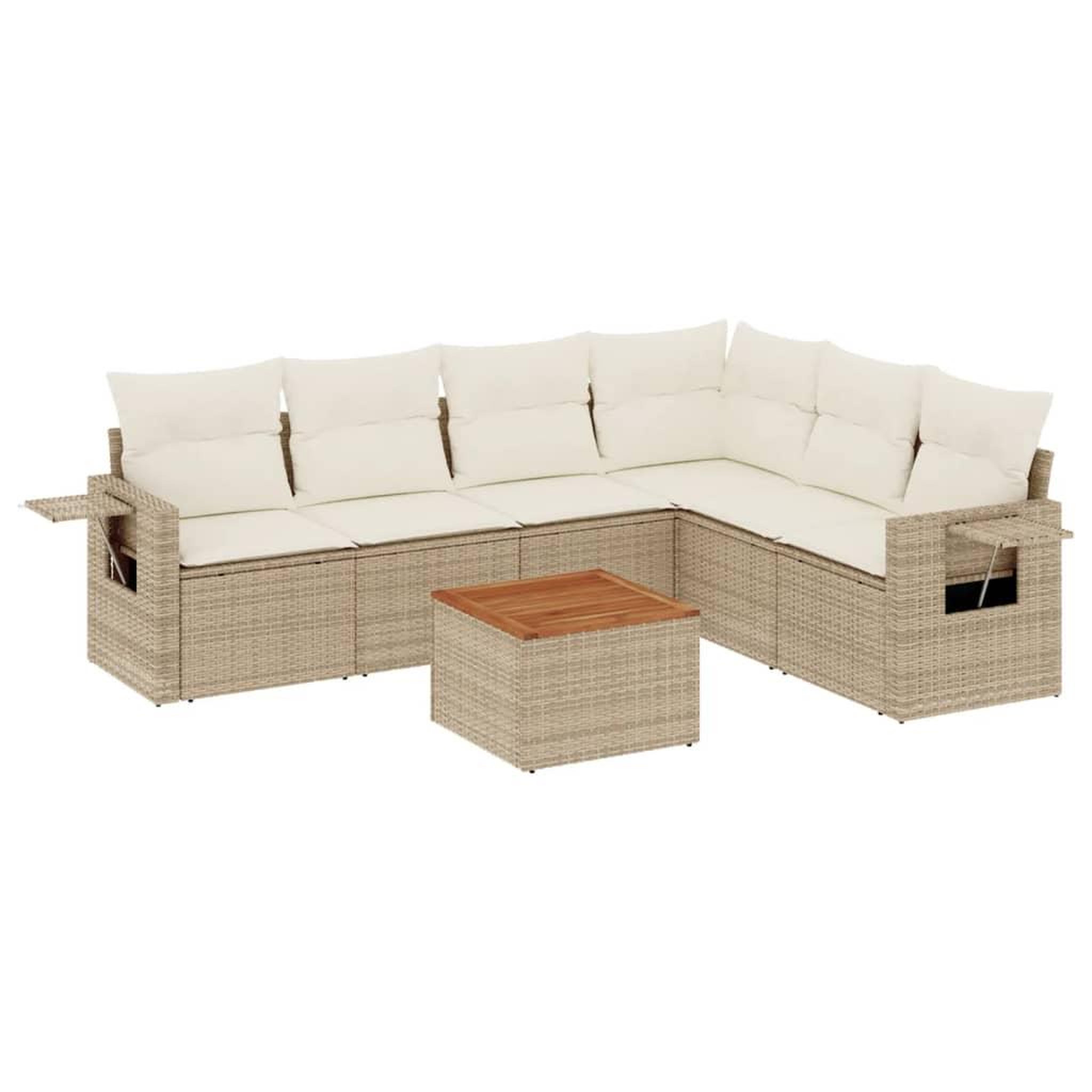 Voir la diapositive 2 : VIDAXL Salon de jardin avec coussins 7 pcs beige resine tressee