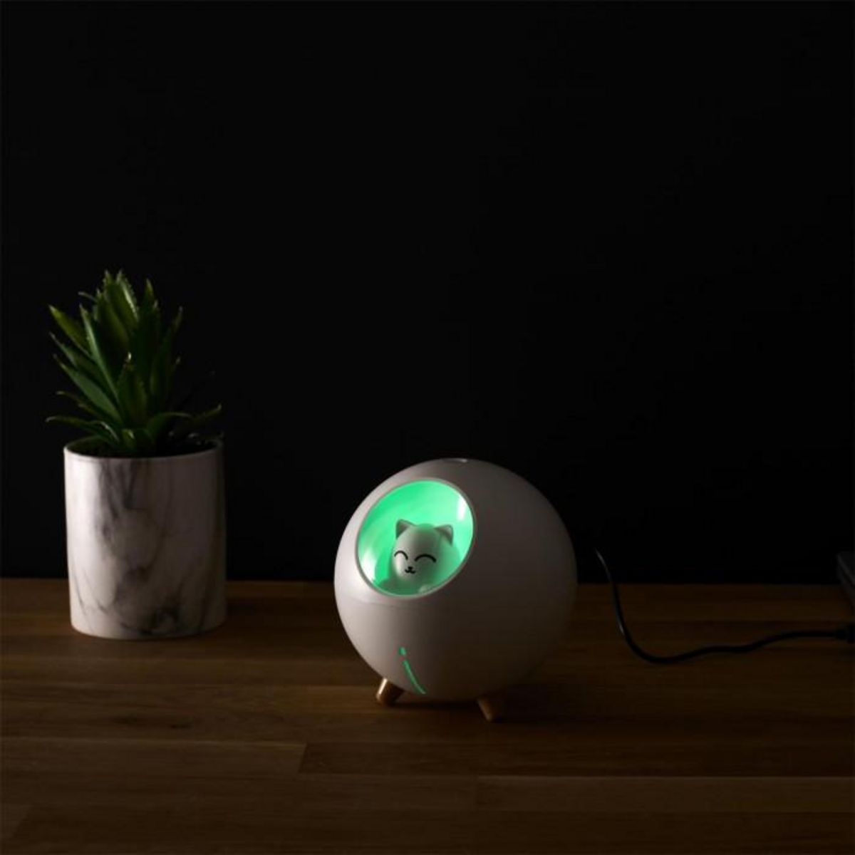 Paris Prix Diffuseur de Parfum Led  Chat  11cm Blanc