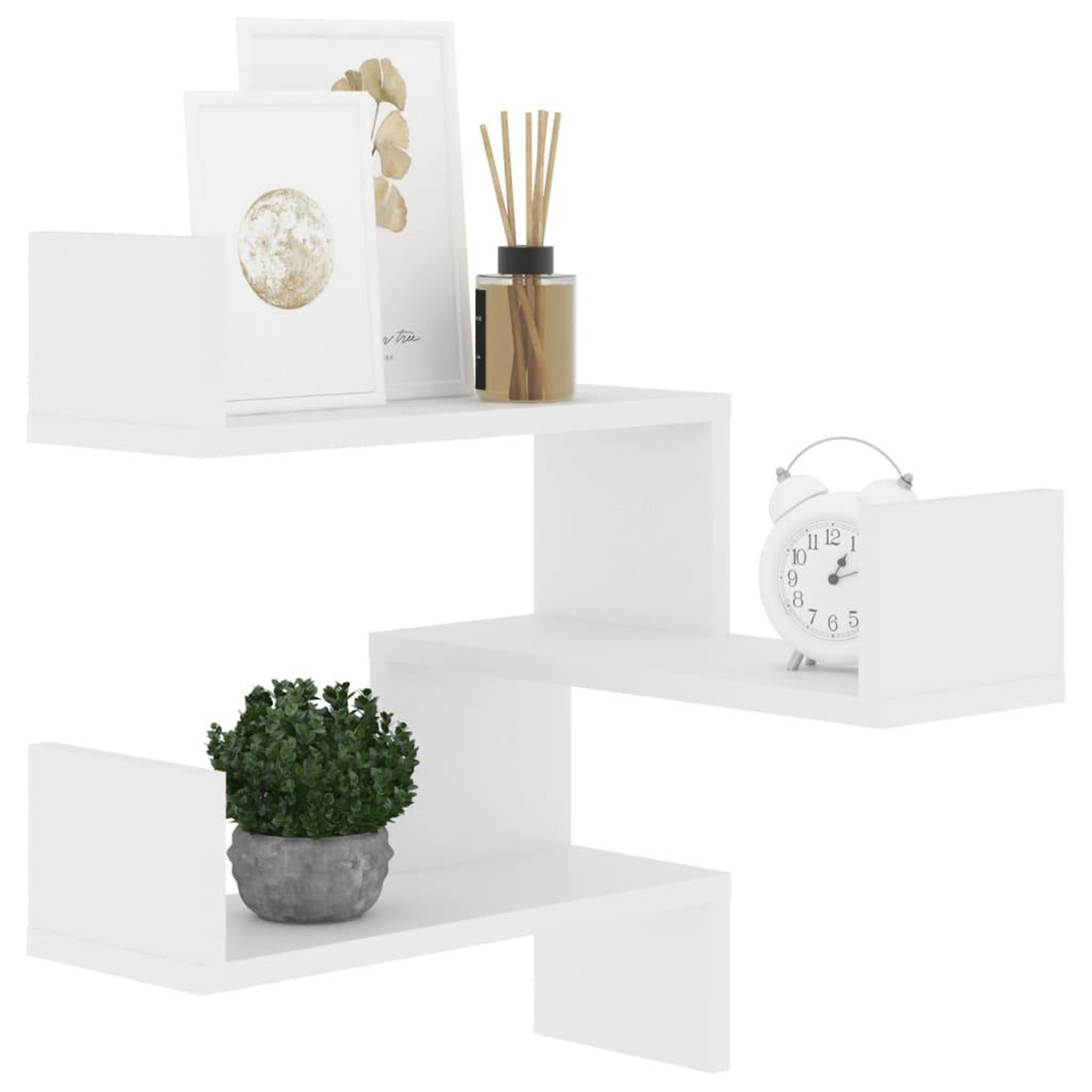 Voir la diapositive 4 : VIDAXL Etagere d'angle murale Blanc 40x40x50 cm bois d'ingenierie