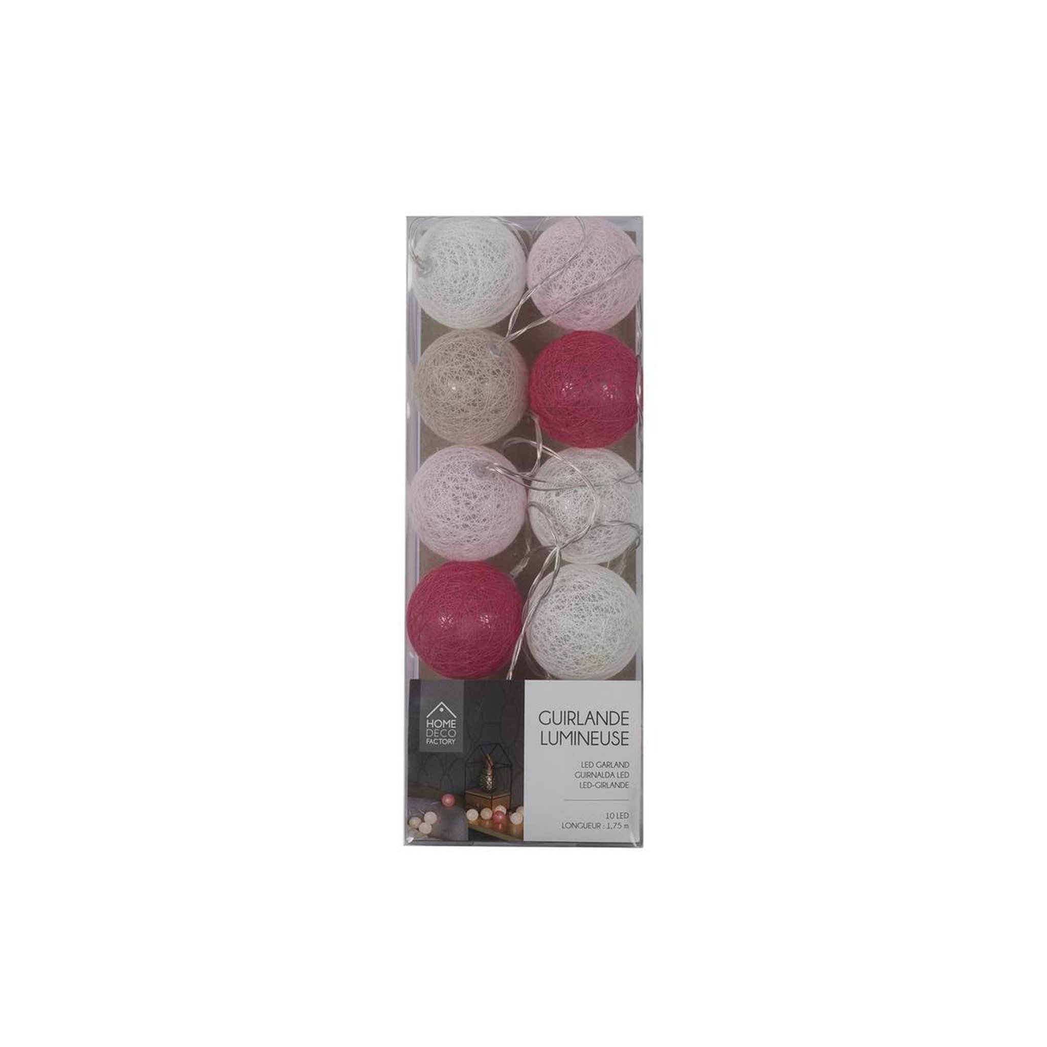 Voir la diapositive 2 : The Home Deco Factory Guirlande lumineuse à led  10 boules  175cm rose