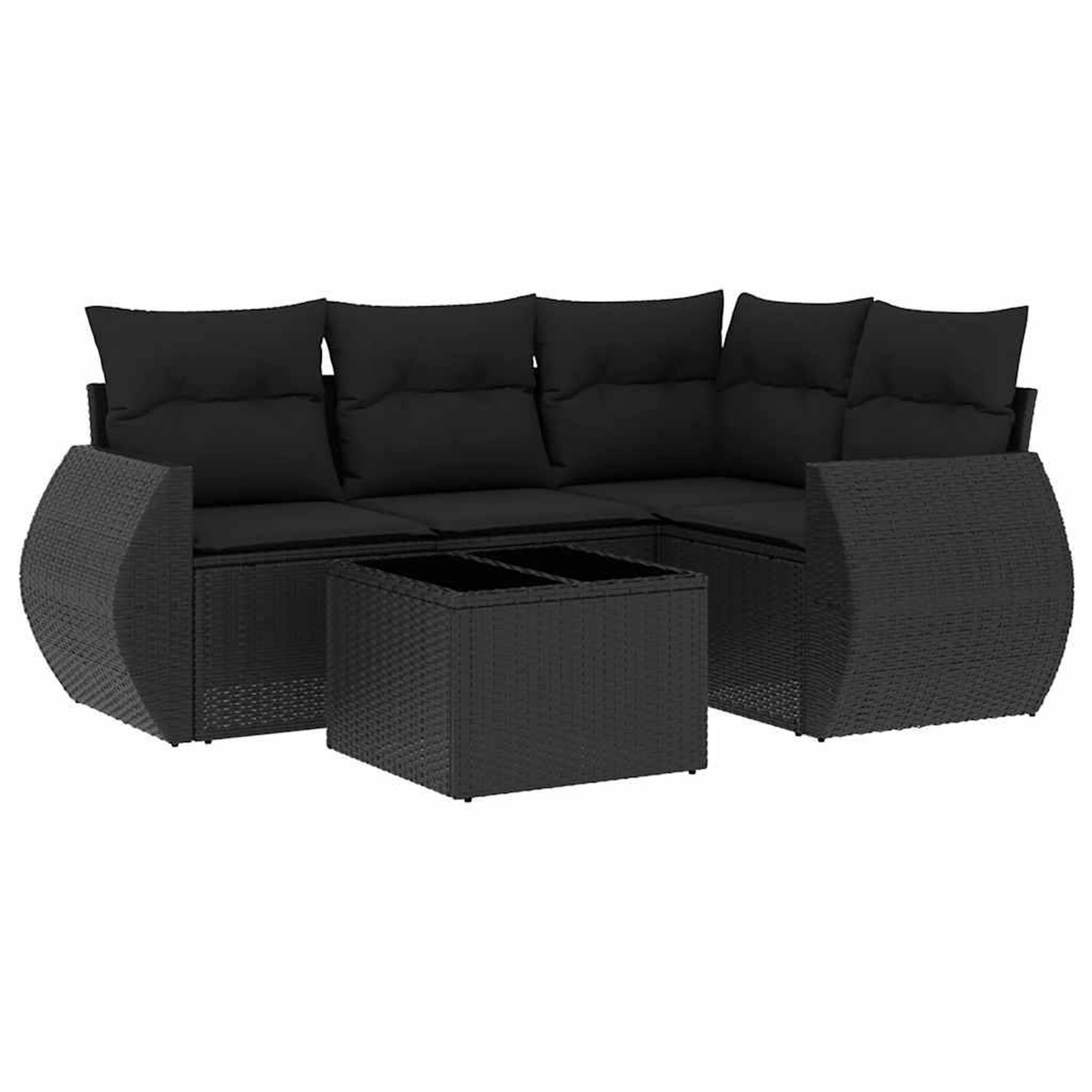 Voir la diapositive 2 : VIDAXL Salon de jardin 5 pcs avec coussins noir resine tressee
