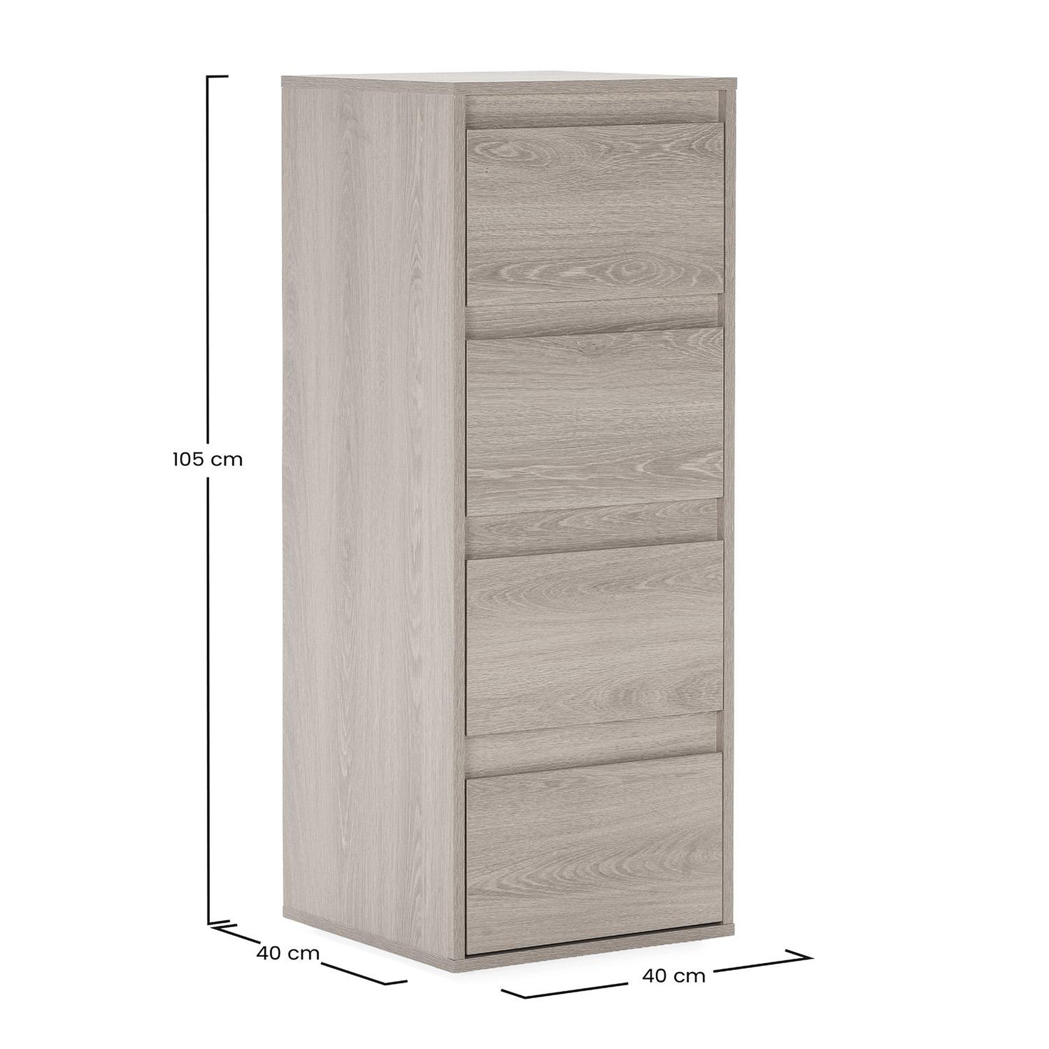 Voir la diapositive 6 : VS VENTA-STOCK Commode haute Tori 4 tiroirs effet Chêne