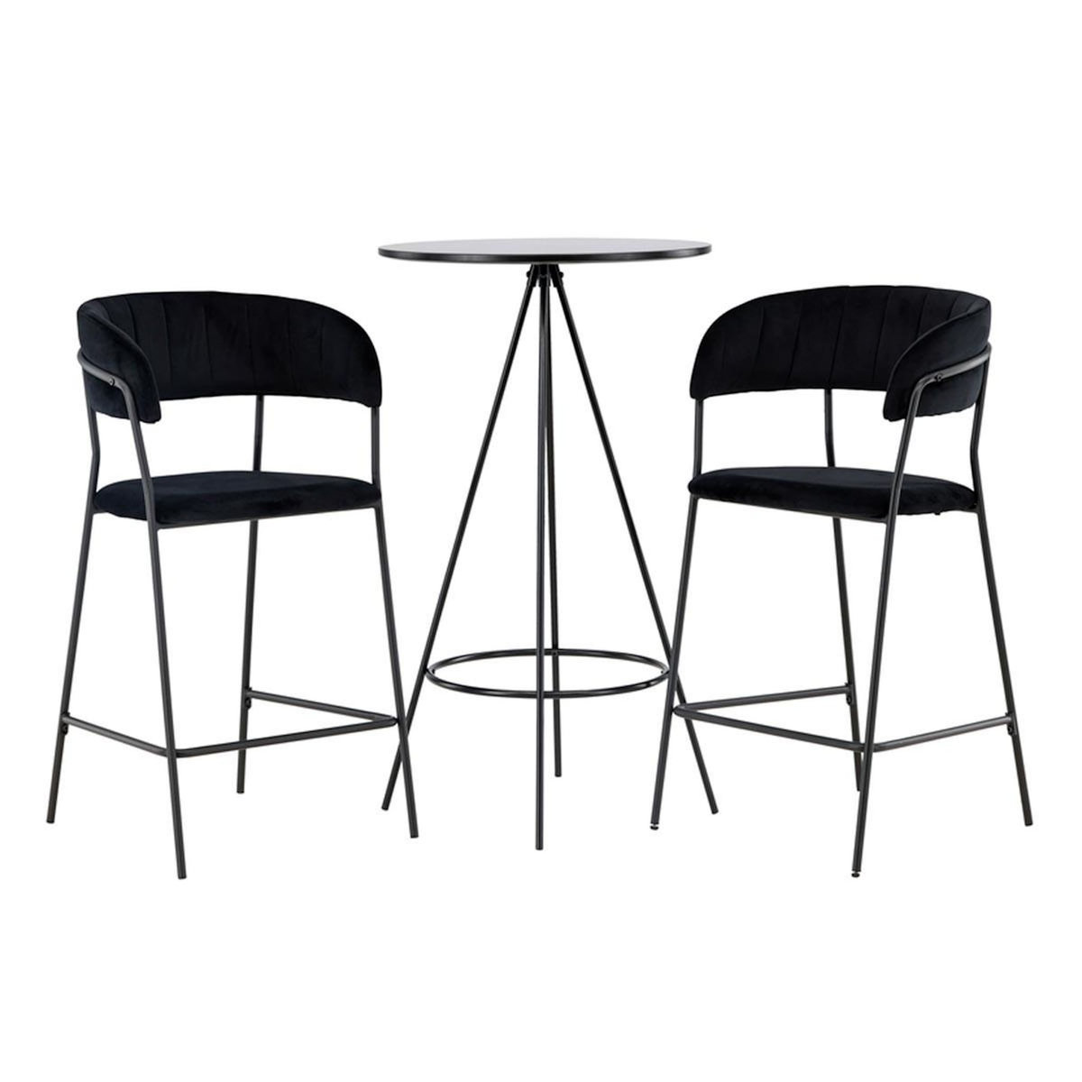 Paris Prix Ensemble Table de Bar & 2 Chaises  Bistro & Lui  105cm Noir