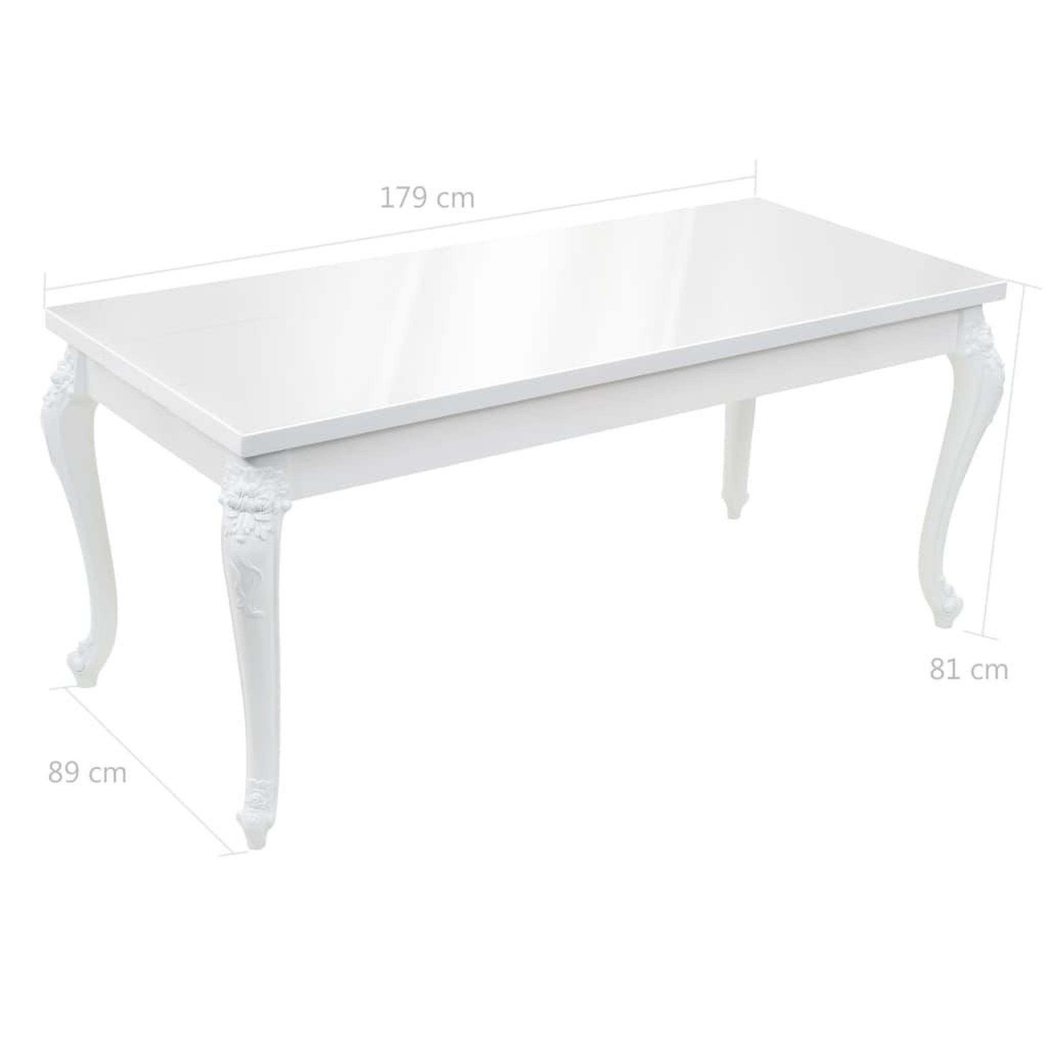 Voir la diapositive 6 : VIDAXL Table a manger 179x89x81 cm blanc brillant