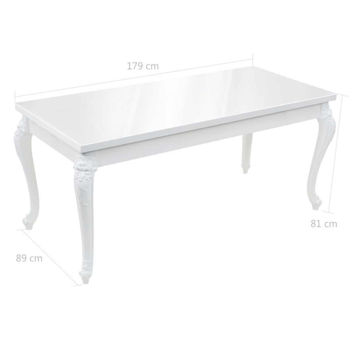VIDAXL Table a manger 179x89x81 cm Blanc brillant