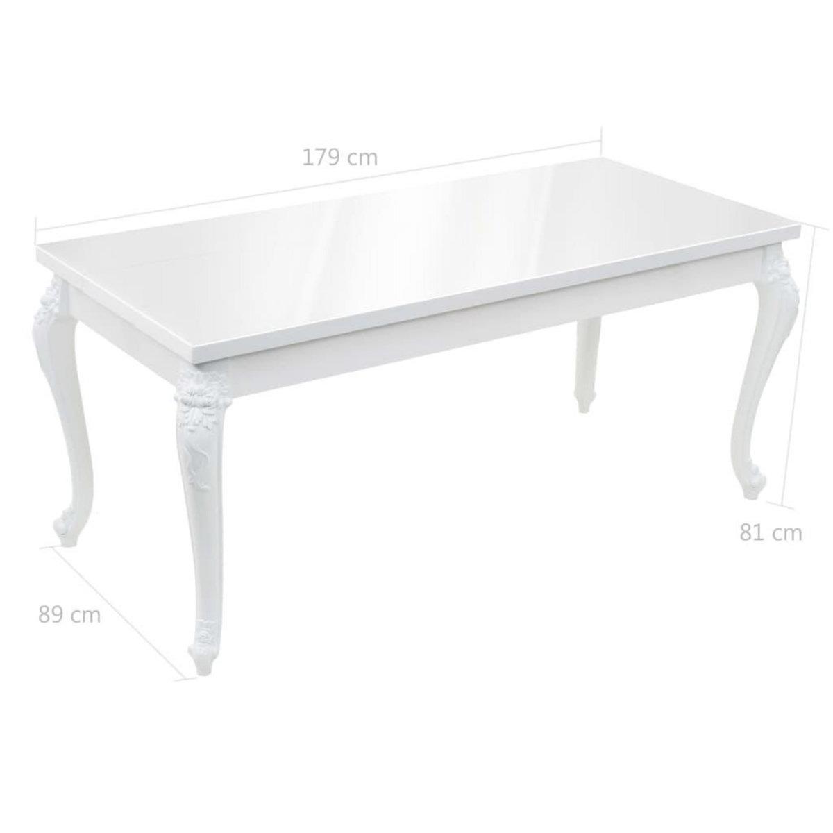 VIDAXL Table a manger 179x89x81 cm Blanc brillant