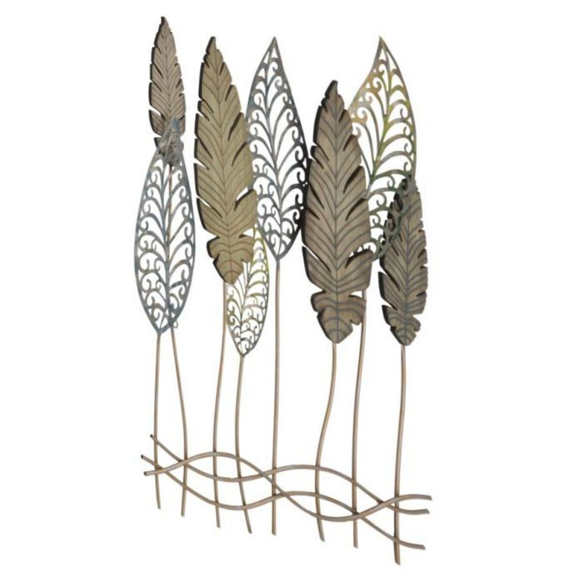 Paris Prix Déco Murale en Métal  Foglie  87cm Argent & Or