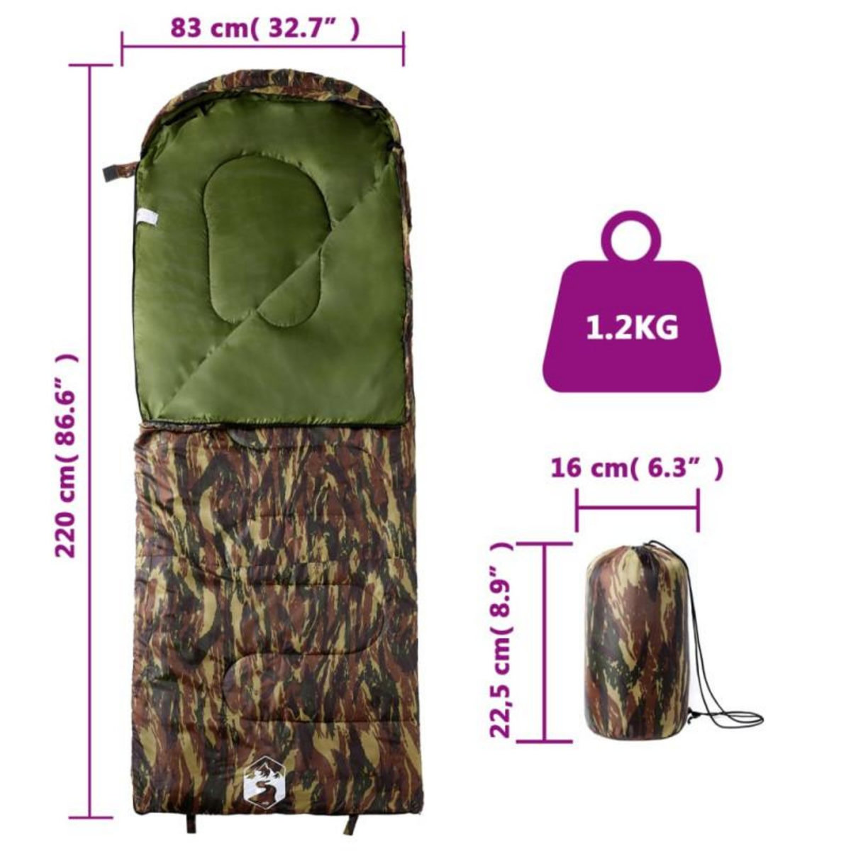VIDAXL Sac de couchage pour adultes camping 3 4 saisons