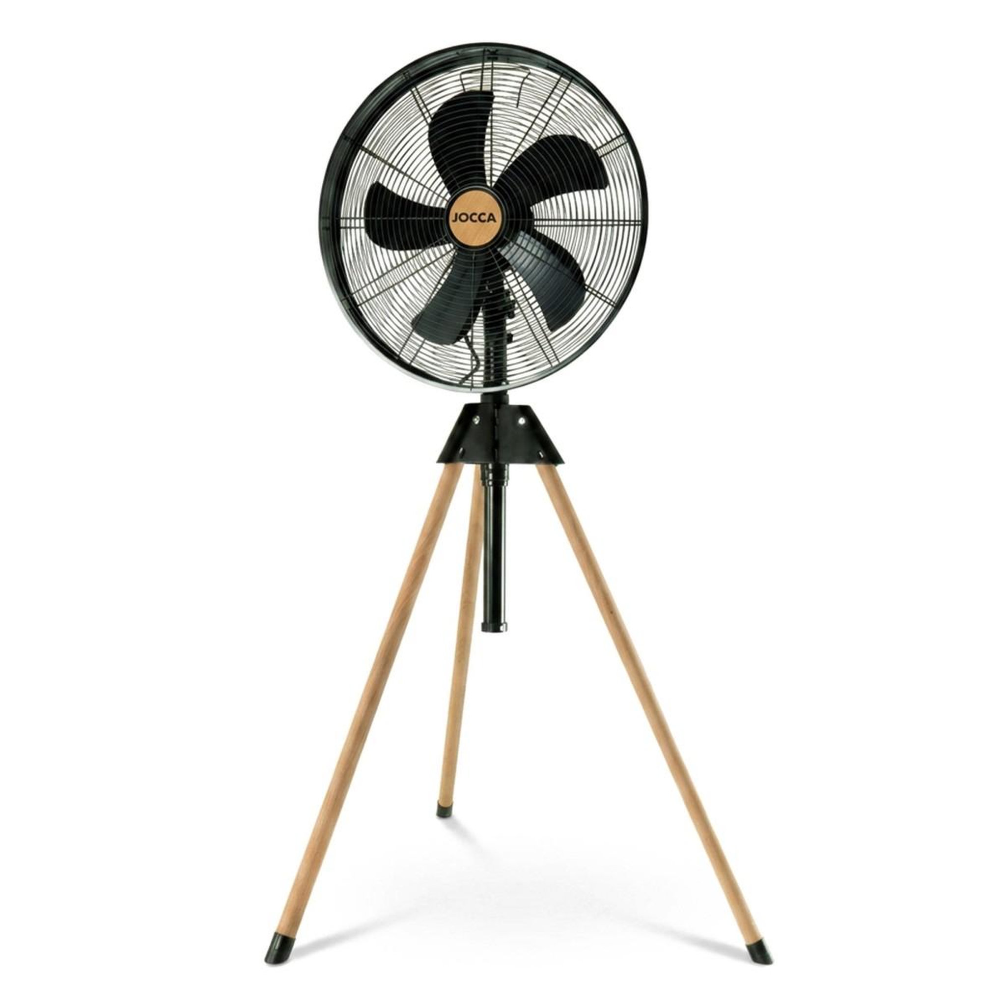 Jocca Ventilateur sur pied 50W Trépied Bois 5 Pales Ø40cm 3 Vitesses Oscillation Inclinaison & Hauteur Réglable 116 à 130 cm Jocca