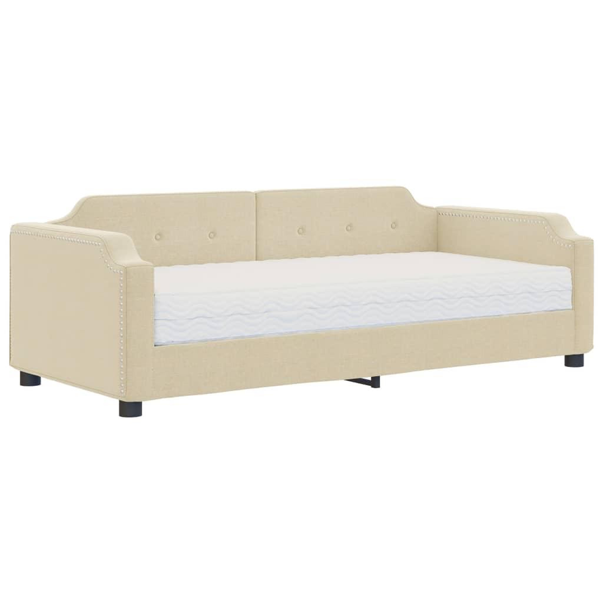Voir la diapositive 2 : VIDAXL Lit de jour avec matelas creme 90x200 cm tissu