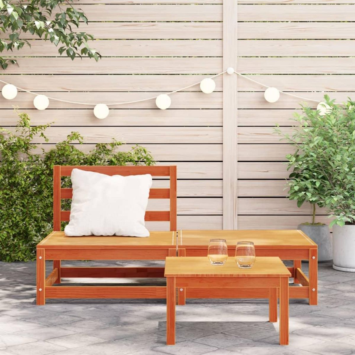 VIDAXL Canape de jardin sans accoudoirs repose-pieds bois pin massif
