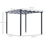 Voir la diapositive 3 : OUTSUNNY Pergola autoportante style contemporain - toit terrasse à décorer - dim. 3L x 3l x 2,3H m - métal époxy anticorrosion noir