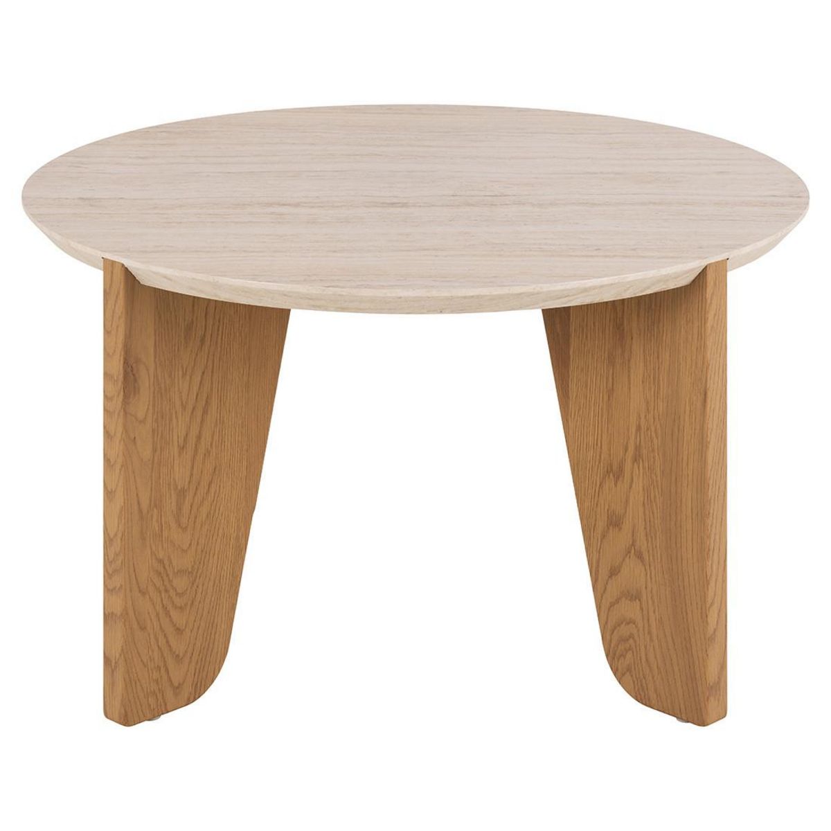 LISA DESIGN Noeva - table basse - pieds en chêne - plateau effet travertin - 80 cm