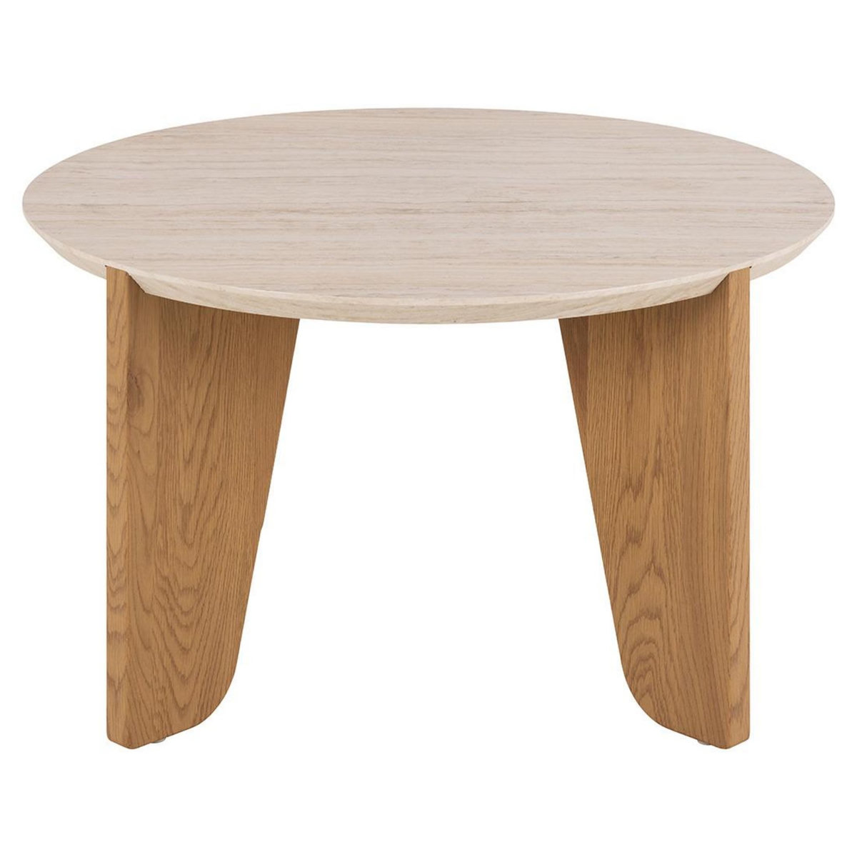 LISA DESIGN Noeva - table basse - pieds en chêne - plateau effet travertin - 80 cm