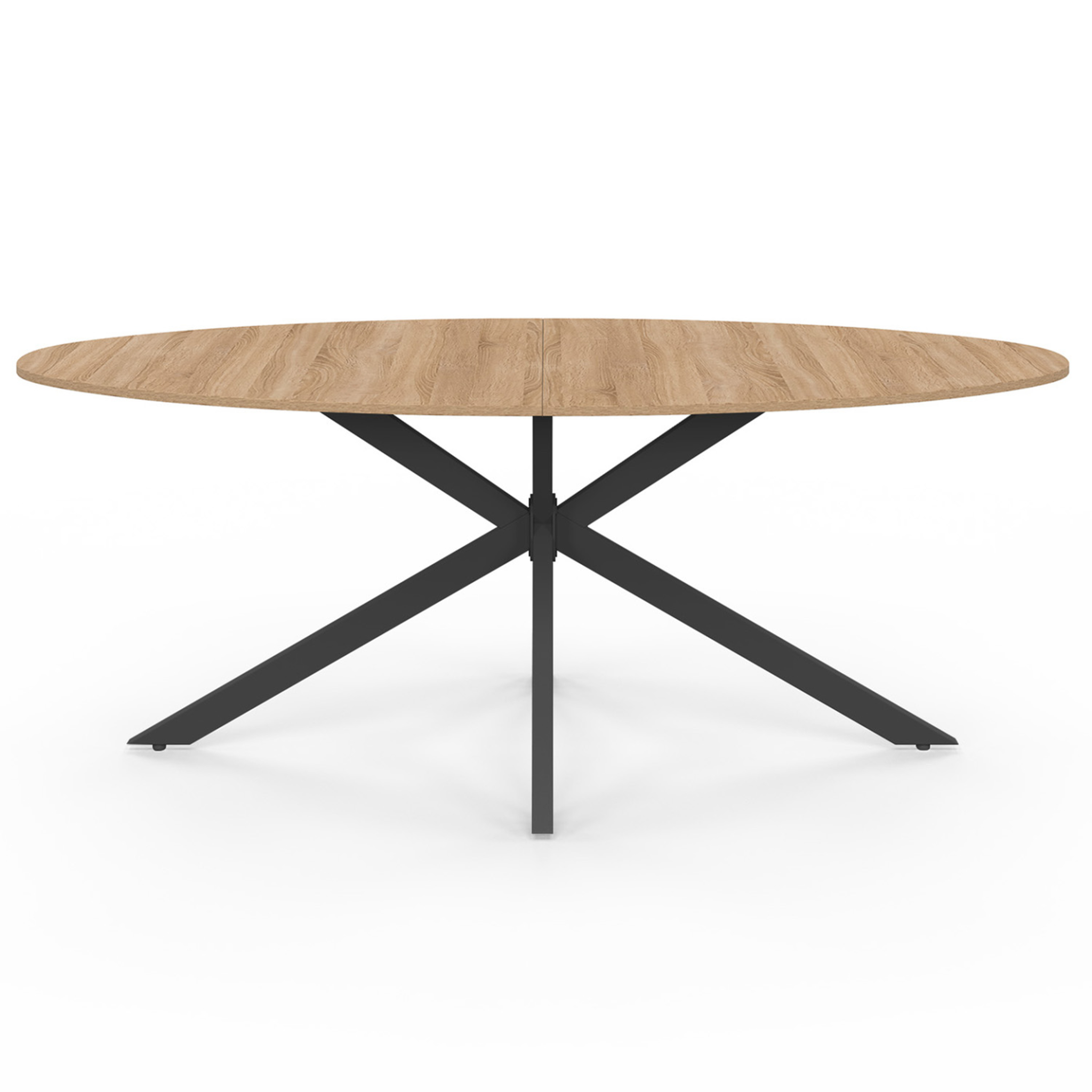 Voir la diapositive 3 : ID MARKET Table à manger ovale alix 10 personnes pied araignée bois et noir 200 cm