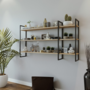 Voir la diapositive 2 : CONCEPT USINE Étagère murale design en métal - 3 rangements - bois et noir VITRO