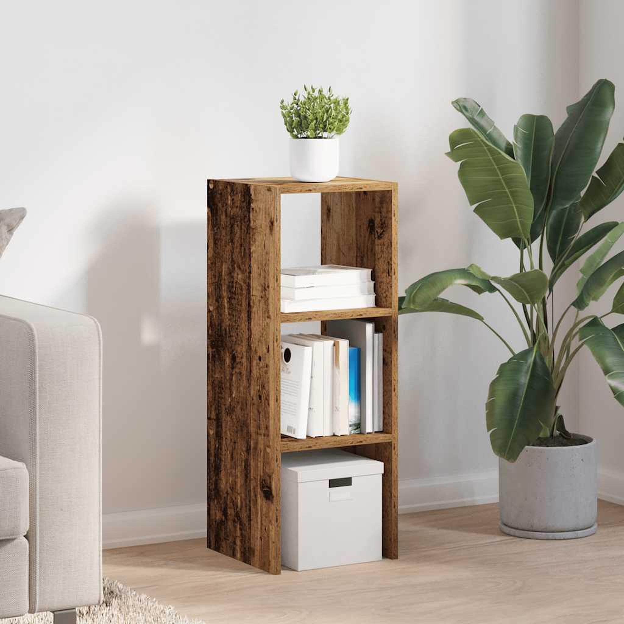 Voir la diapositive 3 : VIDAXL Bibliotheque empilable vieux bois 30x30x80 cm bois d'ingenierie