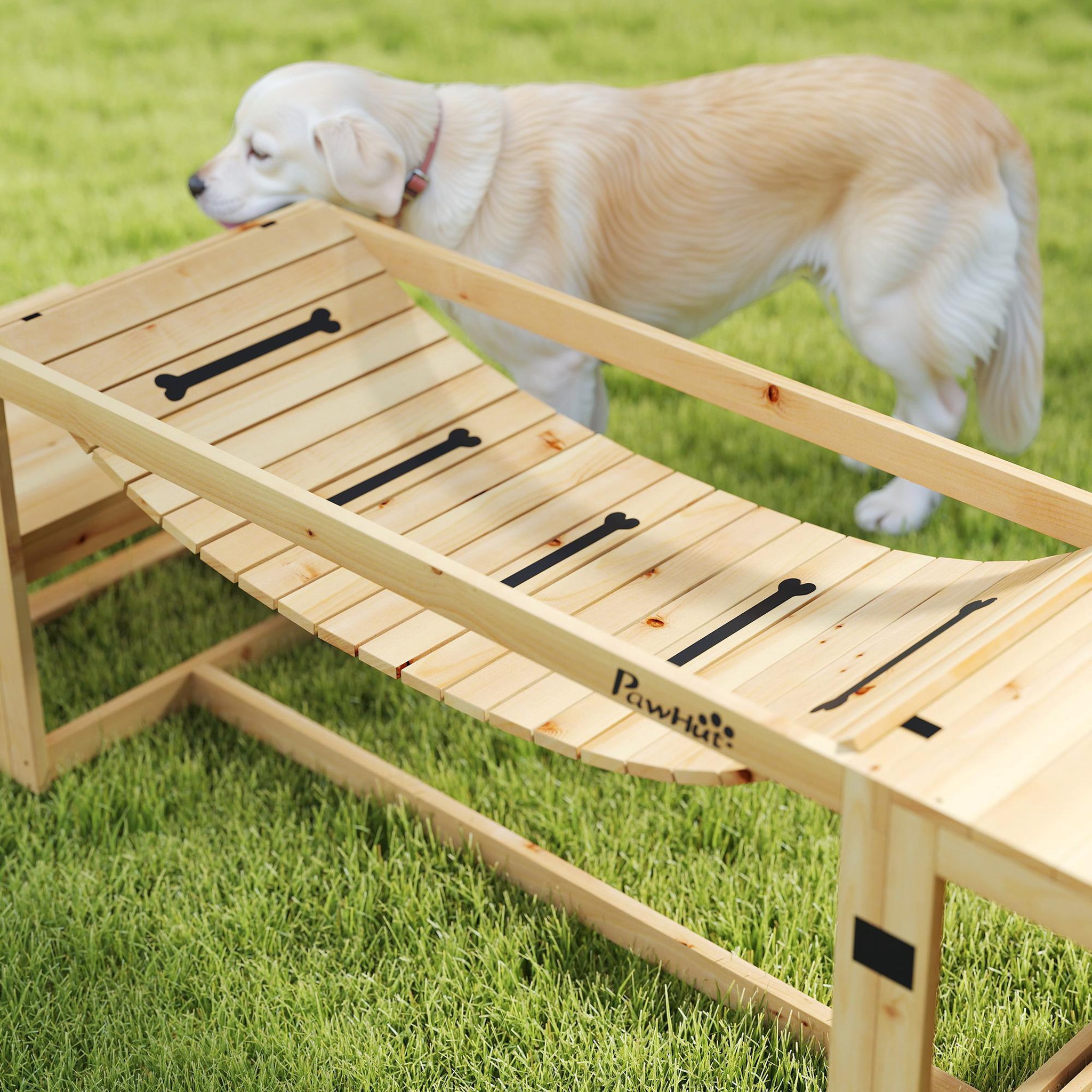 Voir la diapositive 4 : PAWHUT Passerelle agility chiens - passerelle pour parcours canins d'agility - bois de sapin pré-huilé