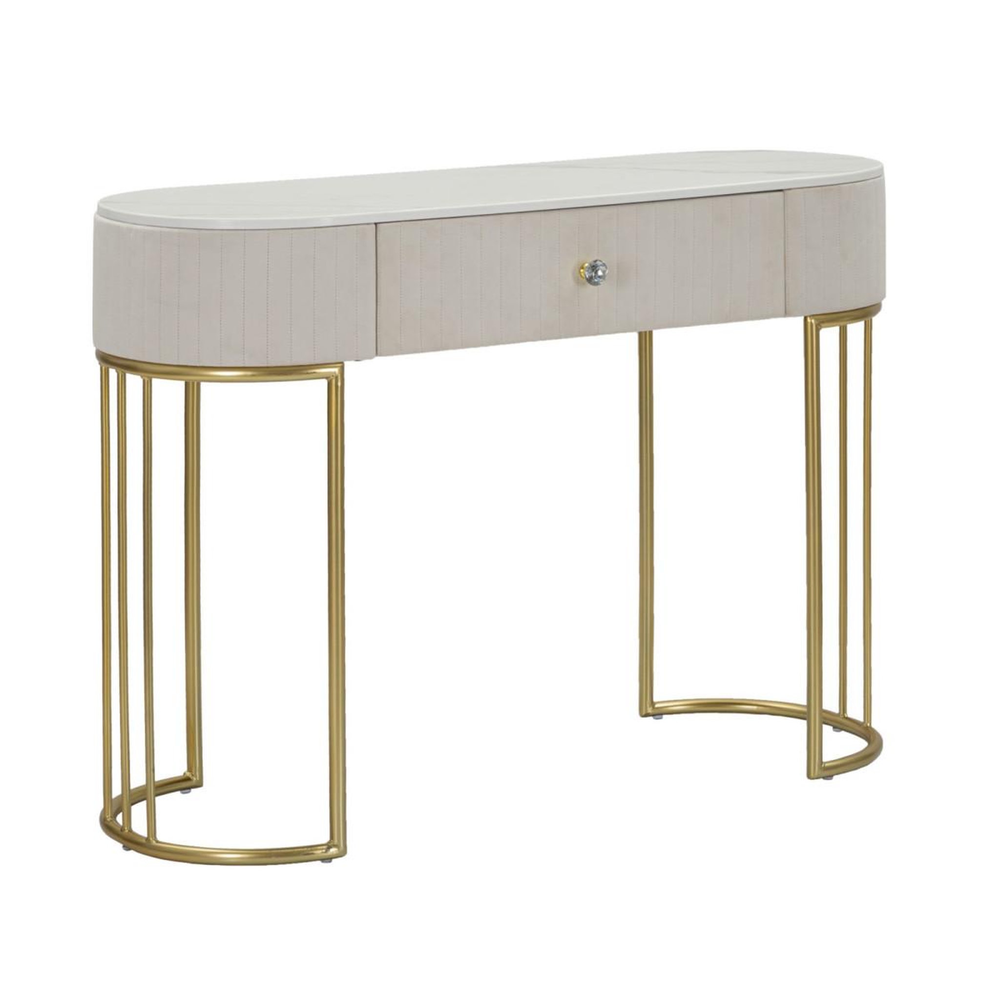 Paris Prix Console Design Effet Marbre  Montpellier  100cm Crème & Or