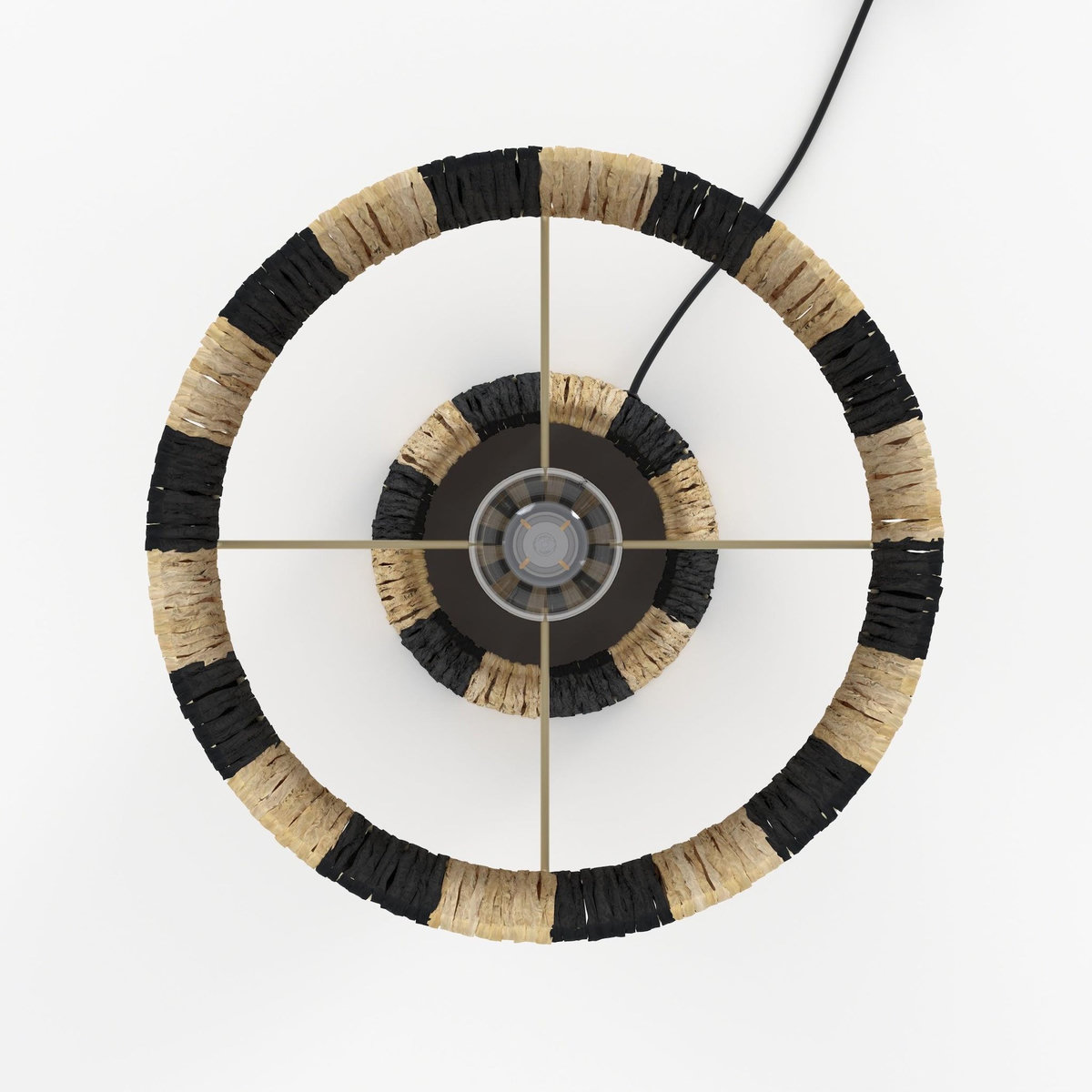 Rendez vous déco Lampe rayée noire en feuille de palmier-Soléa