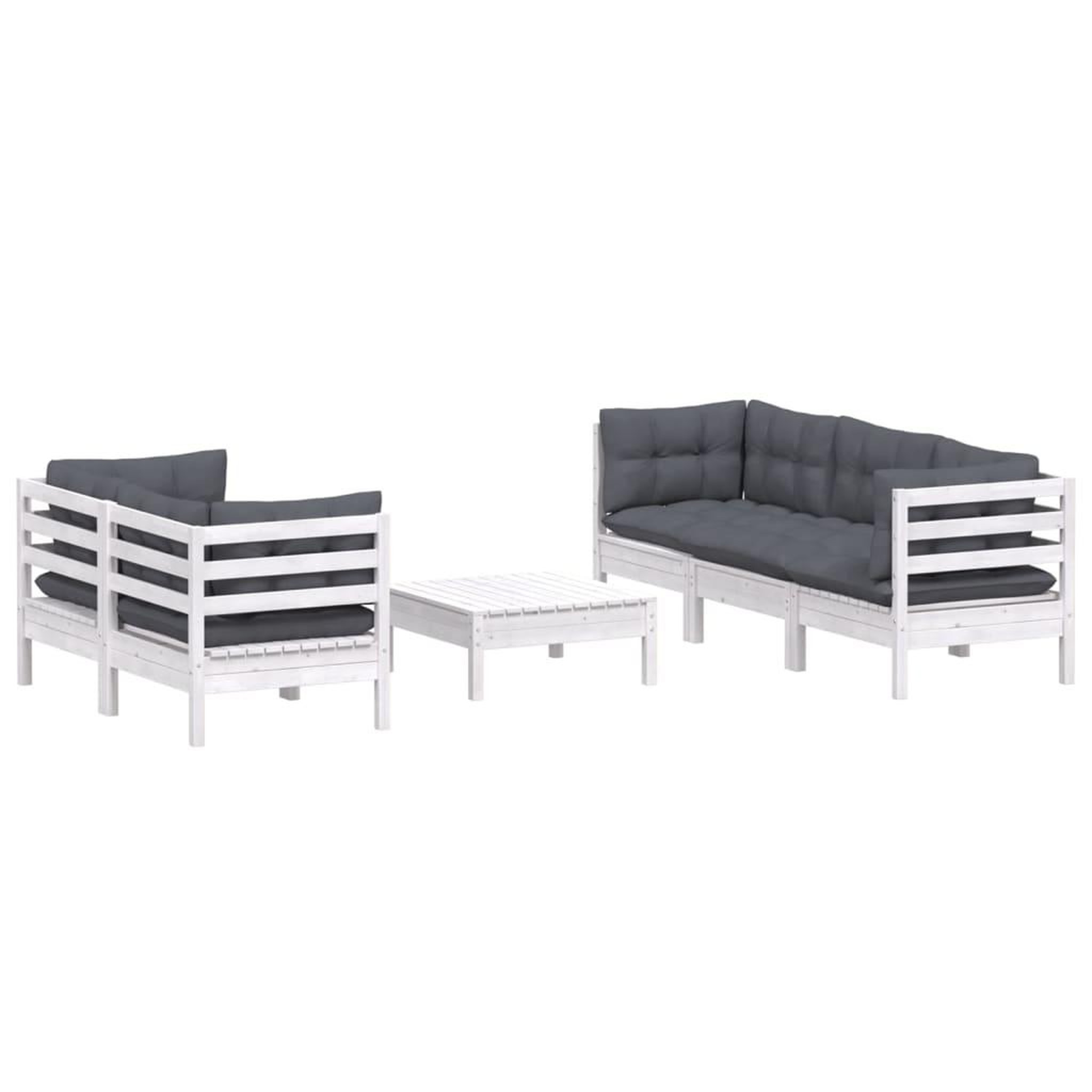 Voir la diapositive 3 : VIDAXL Salon de jardin 6 pcs avec coussins anthracite bois de pin
