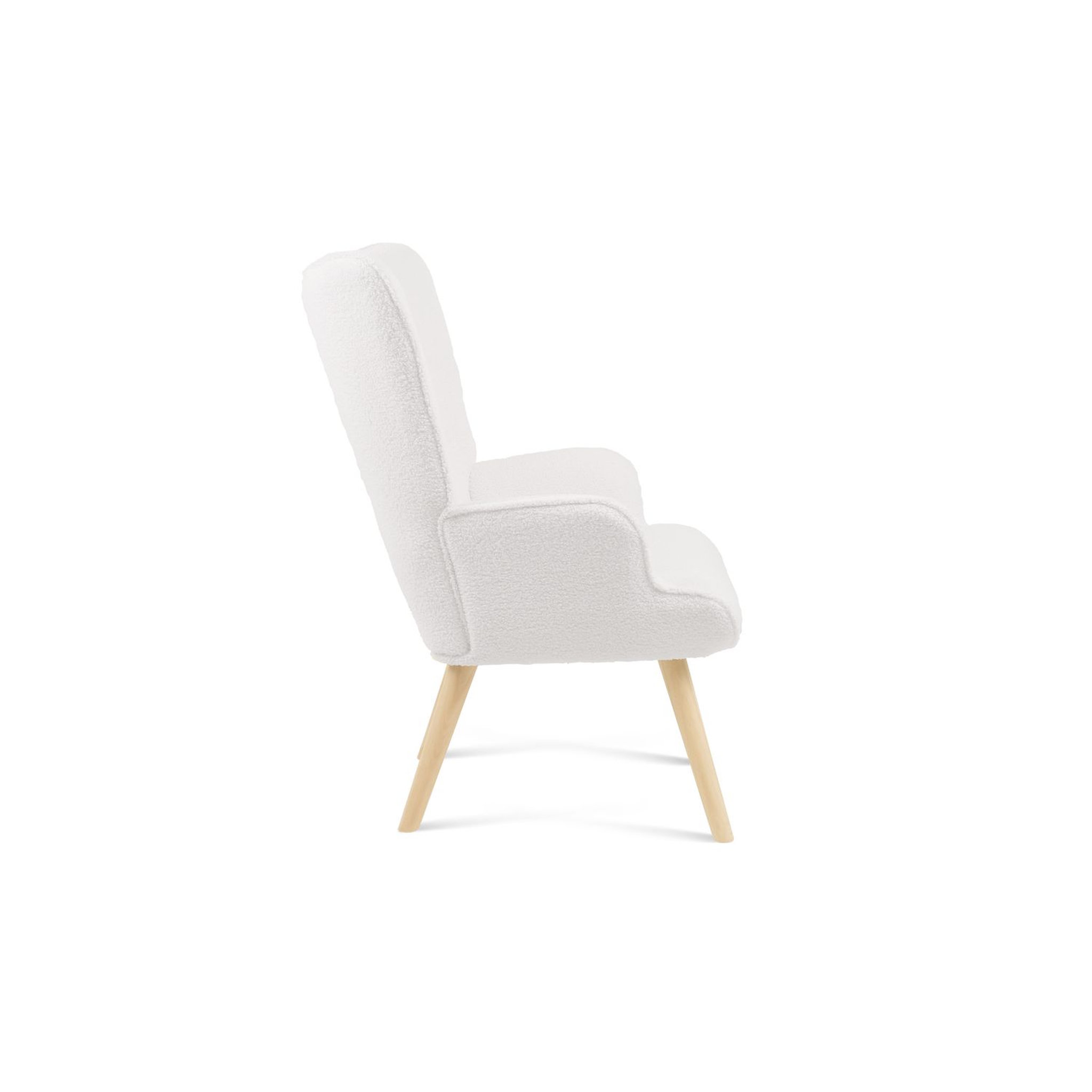 Voir la diapositive 4 : Fauteuil tissu bouclette blanc SVEN