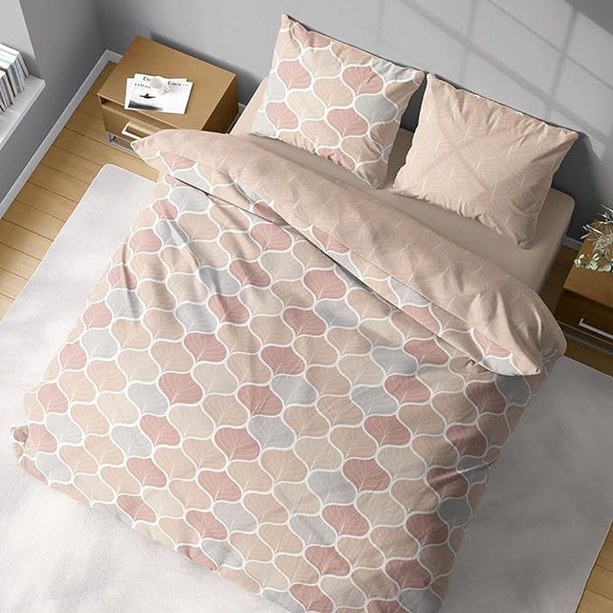 Voir la diapositive 4 : COTE DECO Parure de lit alameda - microfibre 72 g/m² - 220 x 240 cm - nude