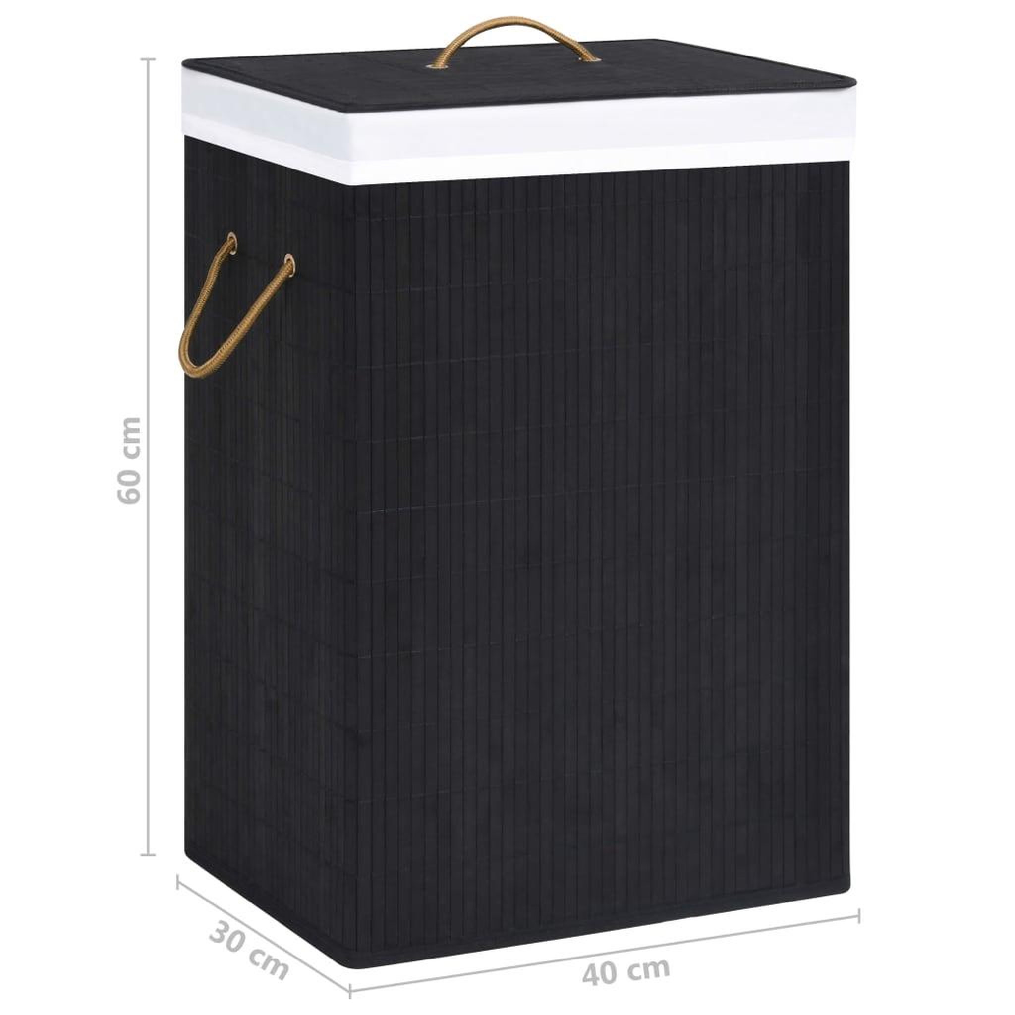 Voir la diapositive 6 : VIDAXL Panier a linge avec une seule section bambou noir