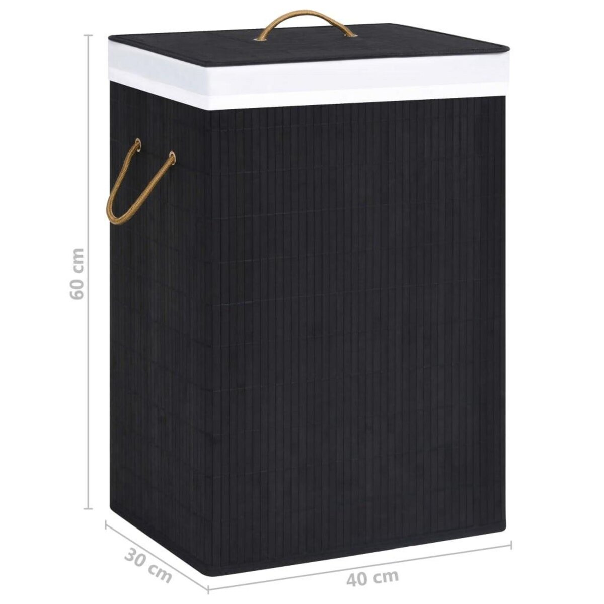 VIDAXL Panier a linge avec une seule section bambou noir