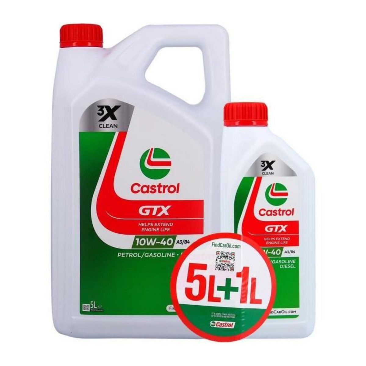 CASTROL Huile Moteur - CASTROL GTX - 10W-40 A3/B4 - 5L+1L - 057026