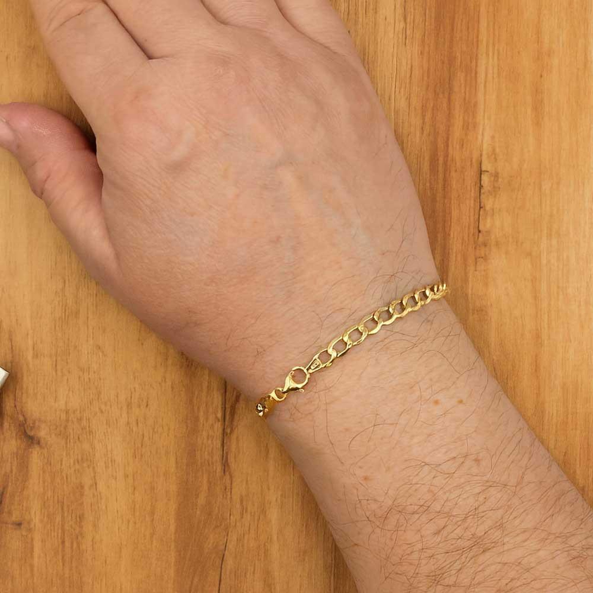 Voir la diapositive 2 : L'ATELIER D'AZUR Bracelet Or Jaune Maille Gourmette 21 cm - Homme