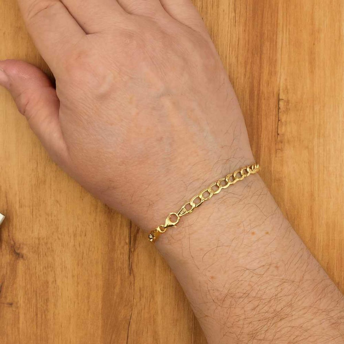 L'ATELIER D'AZUR Bracelet Or Jaune Maille Gourmette 21 cm - Homme