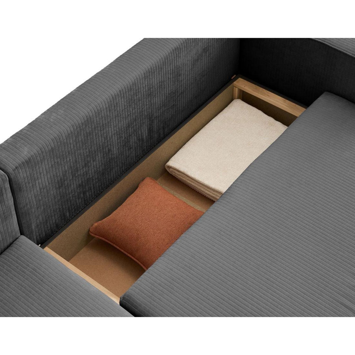 BEST MOBILIER Topaze - canapé d'angle réversible - 4 places - convertible avec coffre - en velours côtelé plat