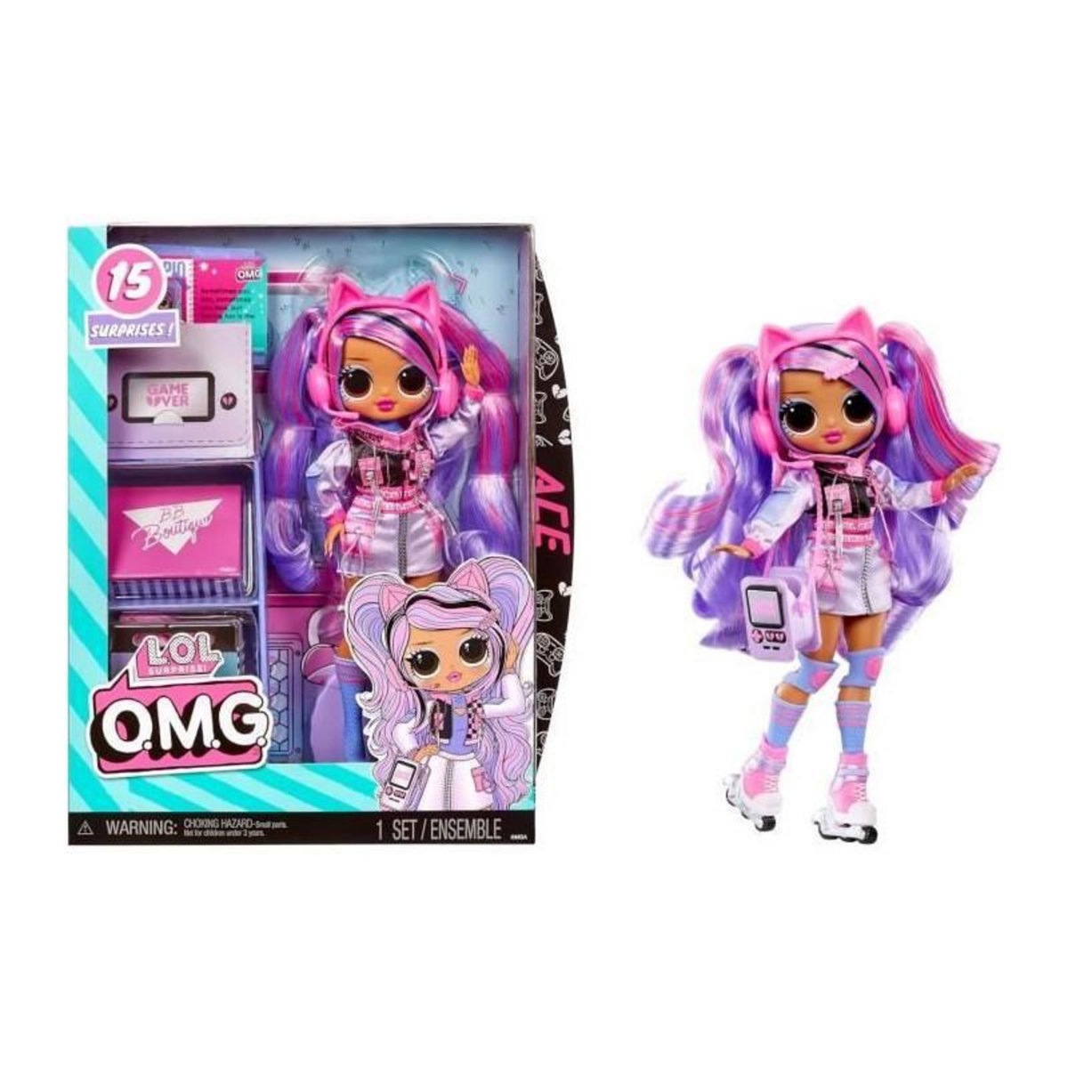 L.O.L. SURPRISE! L.O.L. Surprise OMG - Poupée mannequin - Ace - Poupée 24 cm et accessoires - Des 3ans