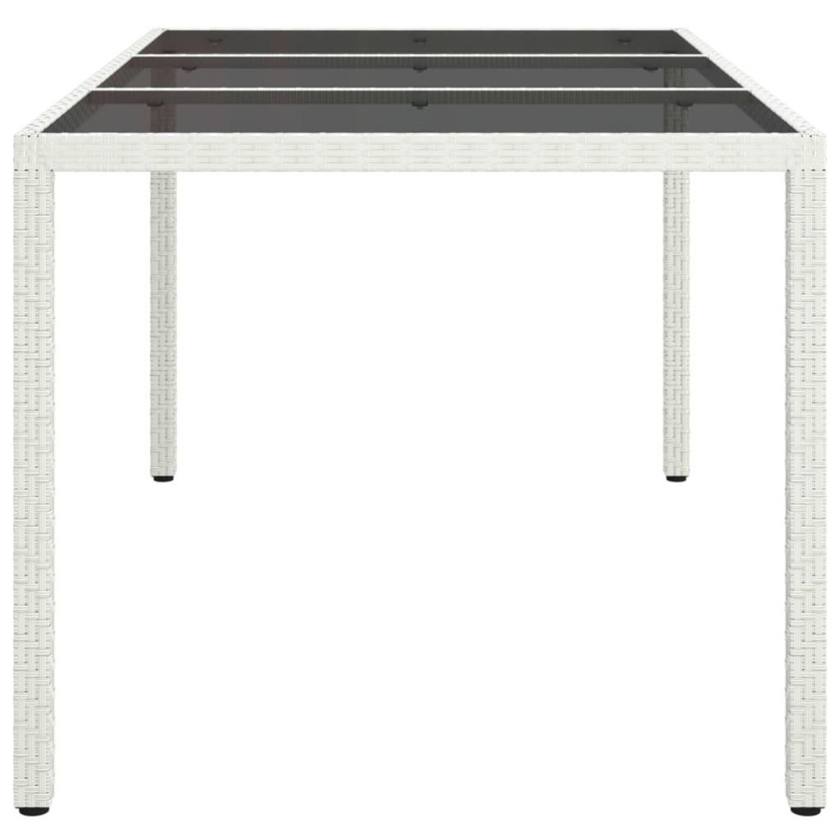 VIDAXL Table de jardin 150x90x75 cm Verre trempe/resine tressee Blanc
