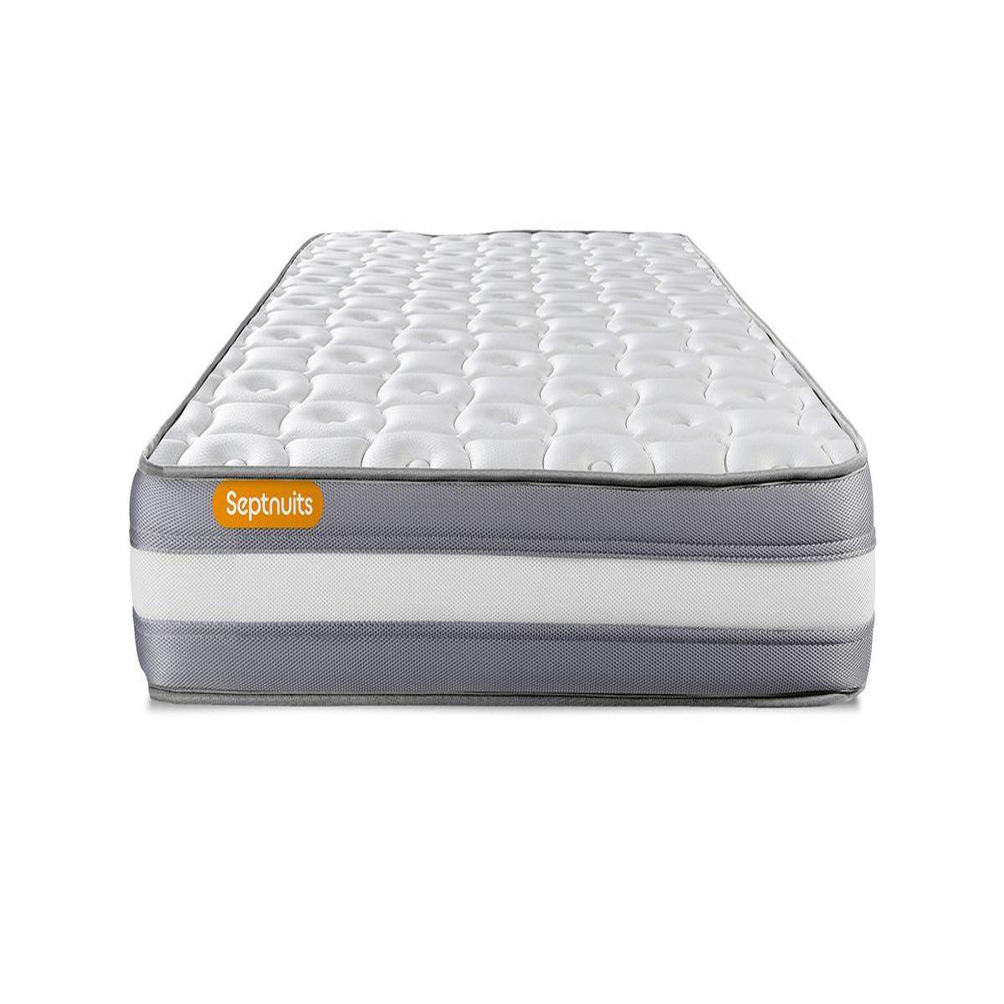 Voir la diapositive 3 : SEPTNUITS Matelas + sommier gris Memo Plus Mémoire de forme 3 zones