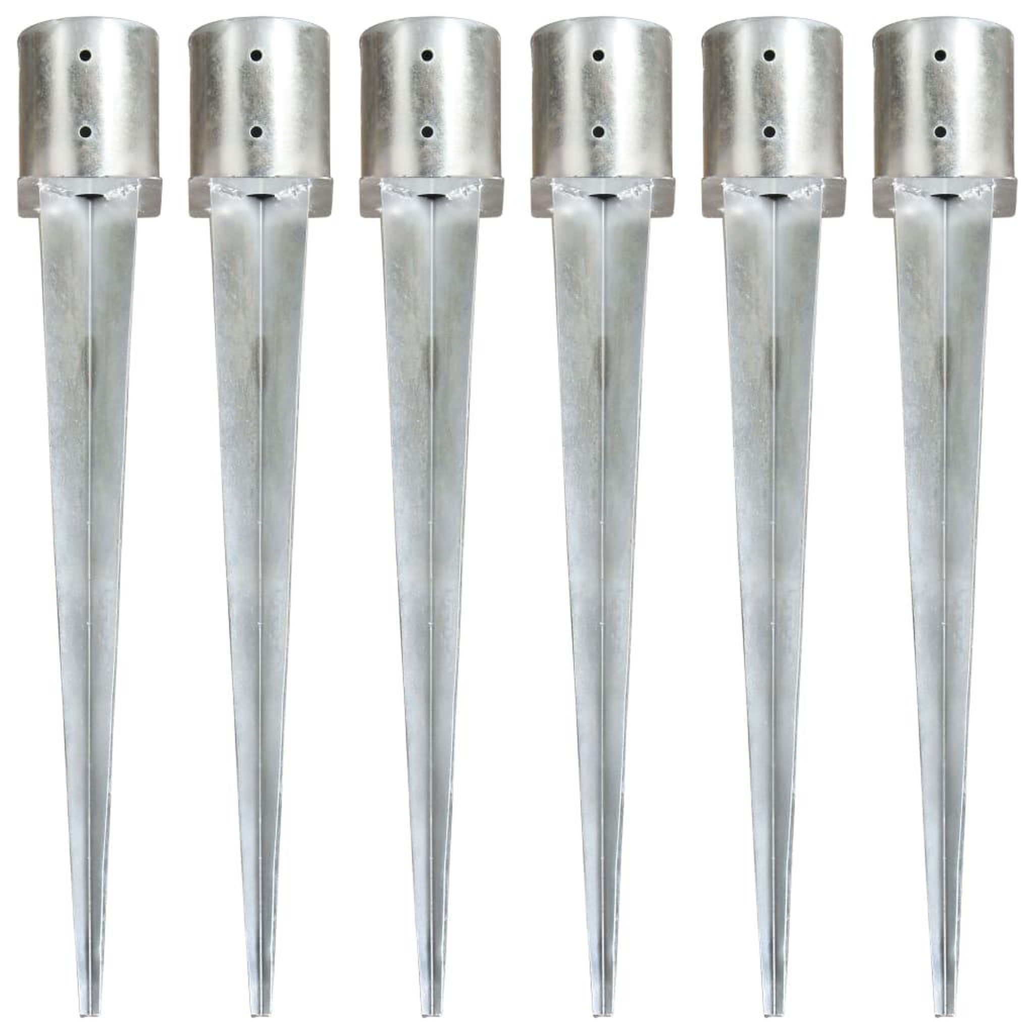 VIDAXL Piquets au sol 6 pcs Argente 12x91 cm Acier galvanise