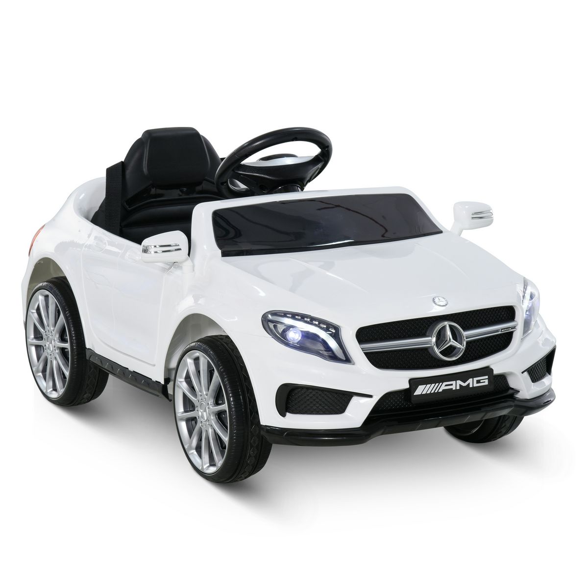 HOMCOM Voiture véhicule électrique enfant 6 V 7 Km/h max. télécommande effets sonores + lumineux Mercedes GLA AMG blanc