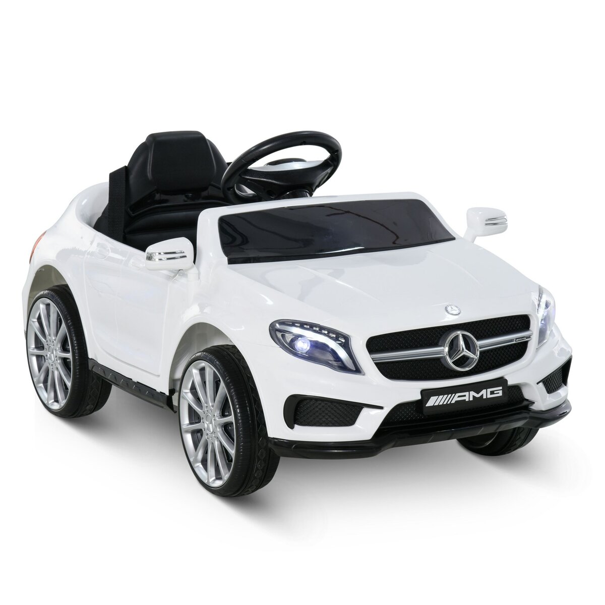 HOMCOM Voiture véhicule électrique enfant 6 V 7 Km/h max. télécommande  effets sonores + lumineux Mercedes GLA AMG blanc pas cher 
