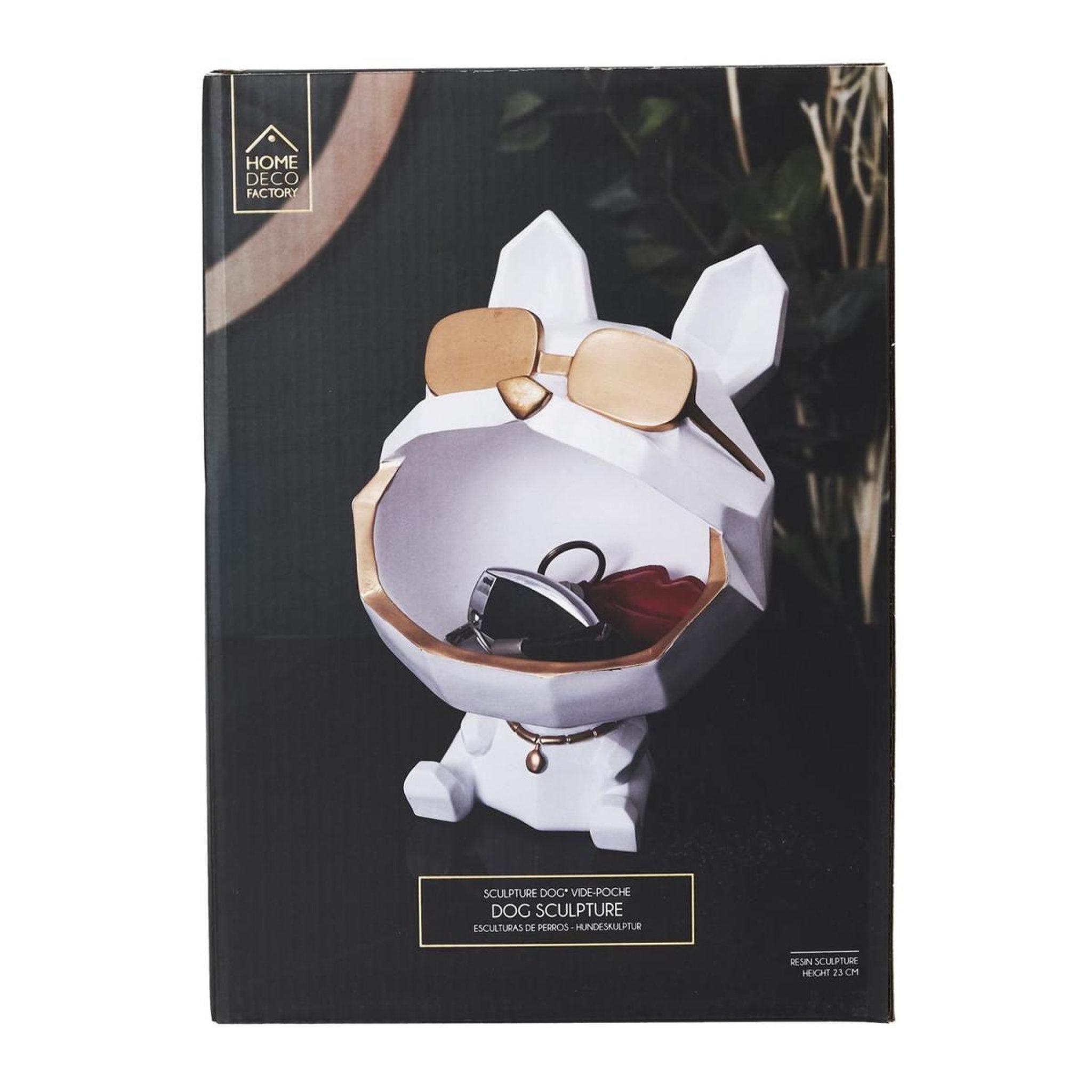 Voir la diapositive 5 : The Home Deco Factory Statuette & vide-poche  chien à lunettes  23cm blanc