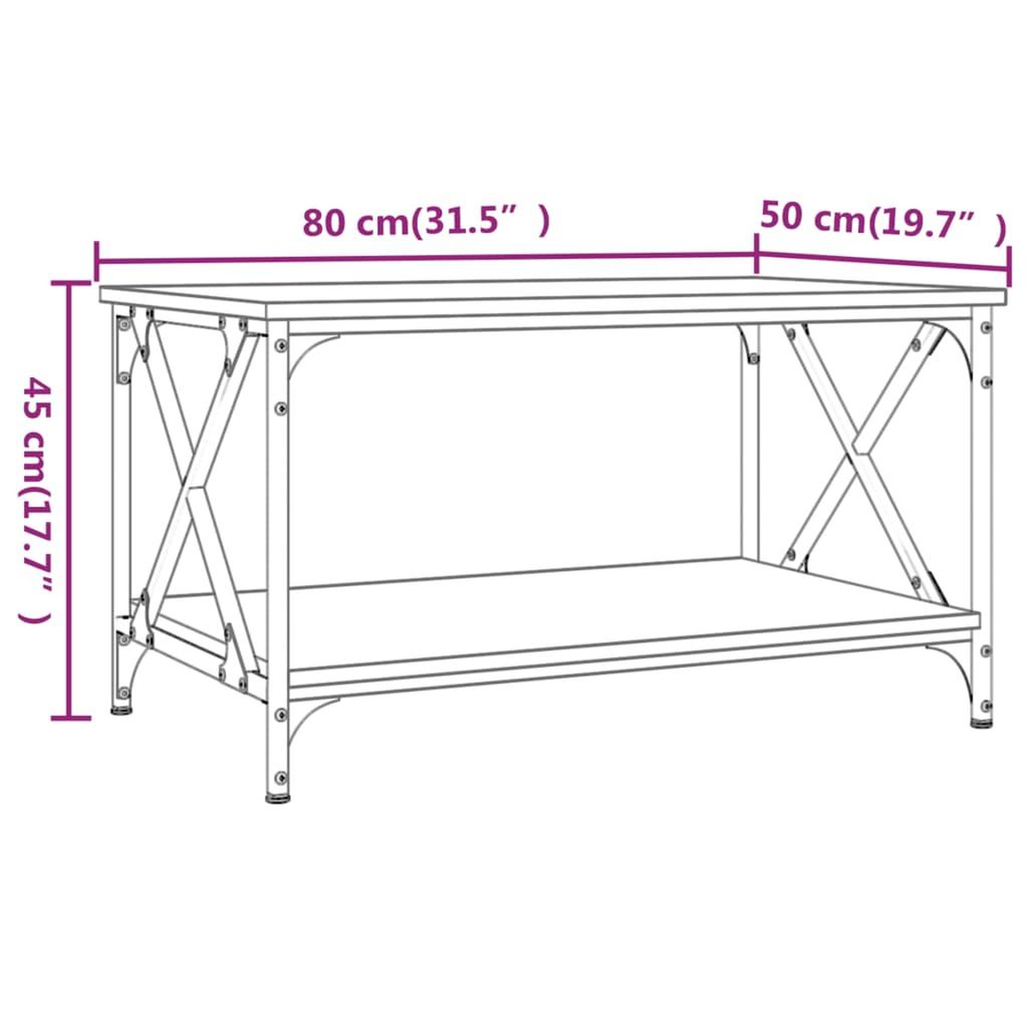Voir la diapositive 6 : VIDAXL Table basse Sonoma gris 80x50x45 cm Bois d'ingenierie et fer